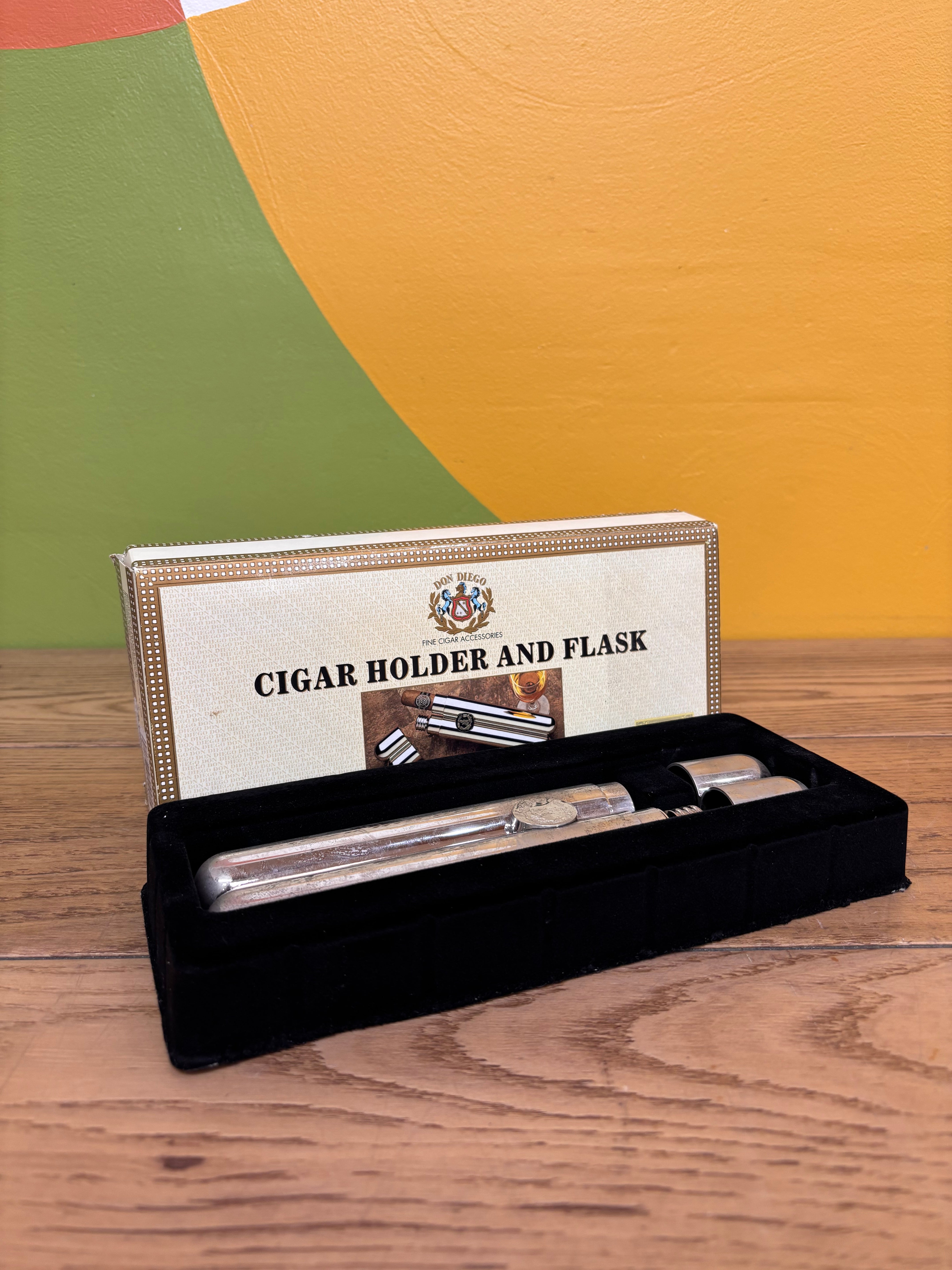 Don Diego Cigar Holder and Flask