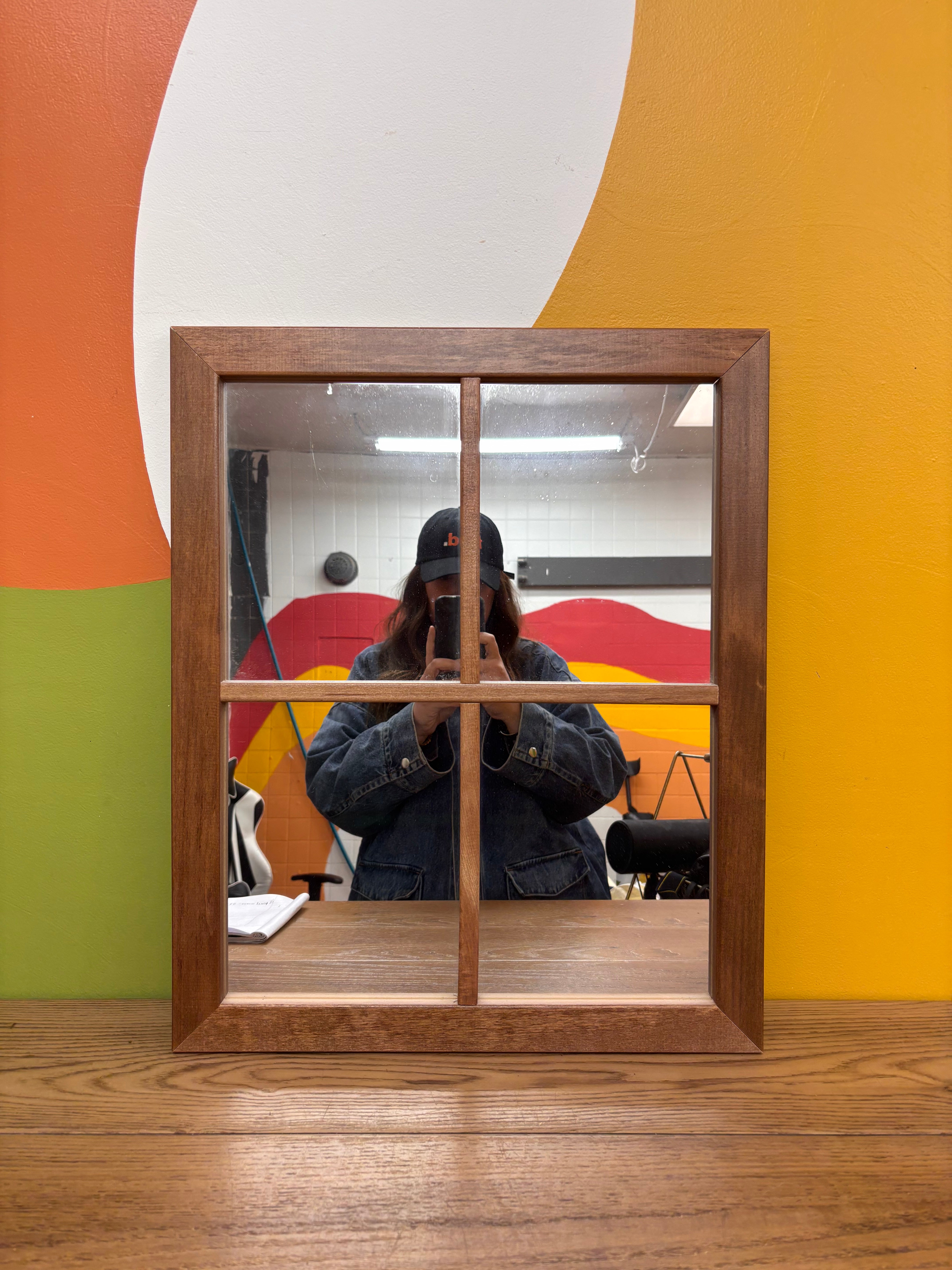 Four Pane Wood Mirror