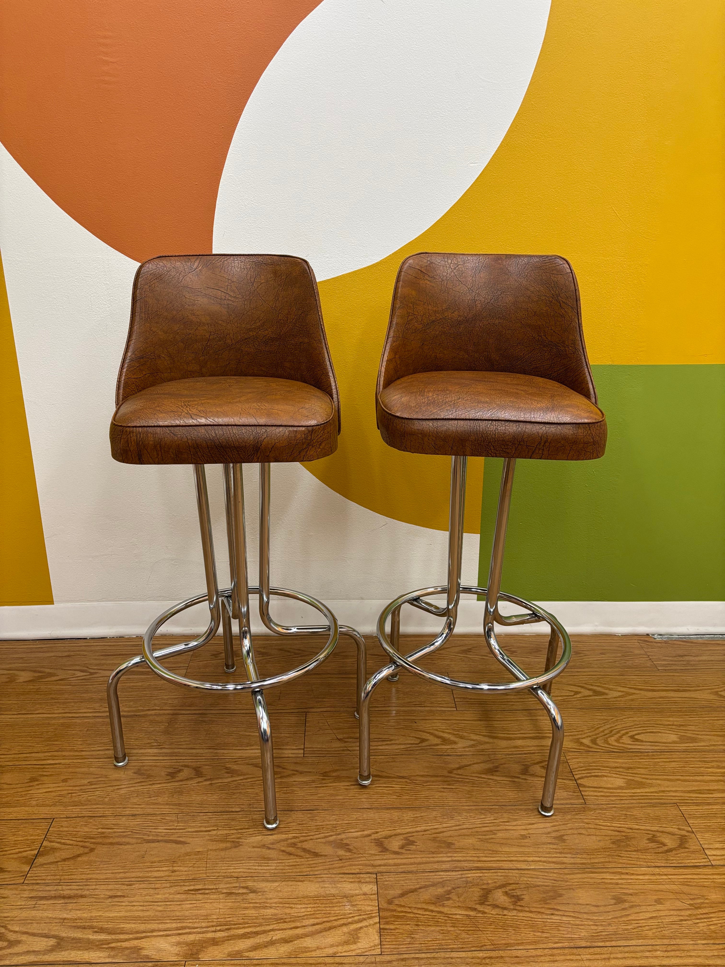 (2) Brown Barstools