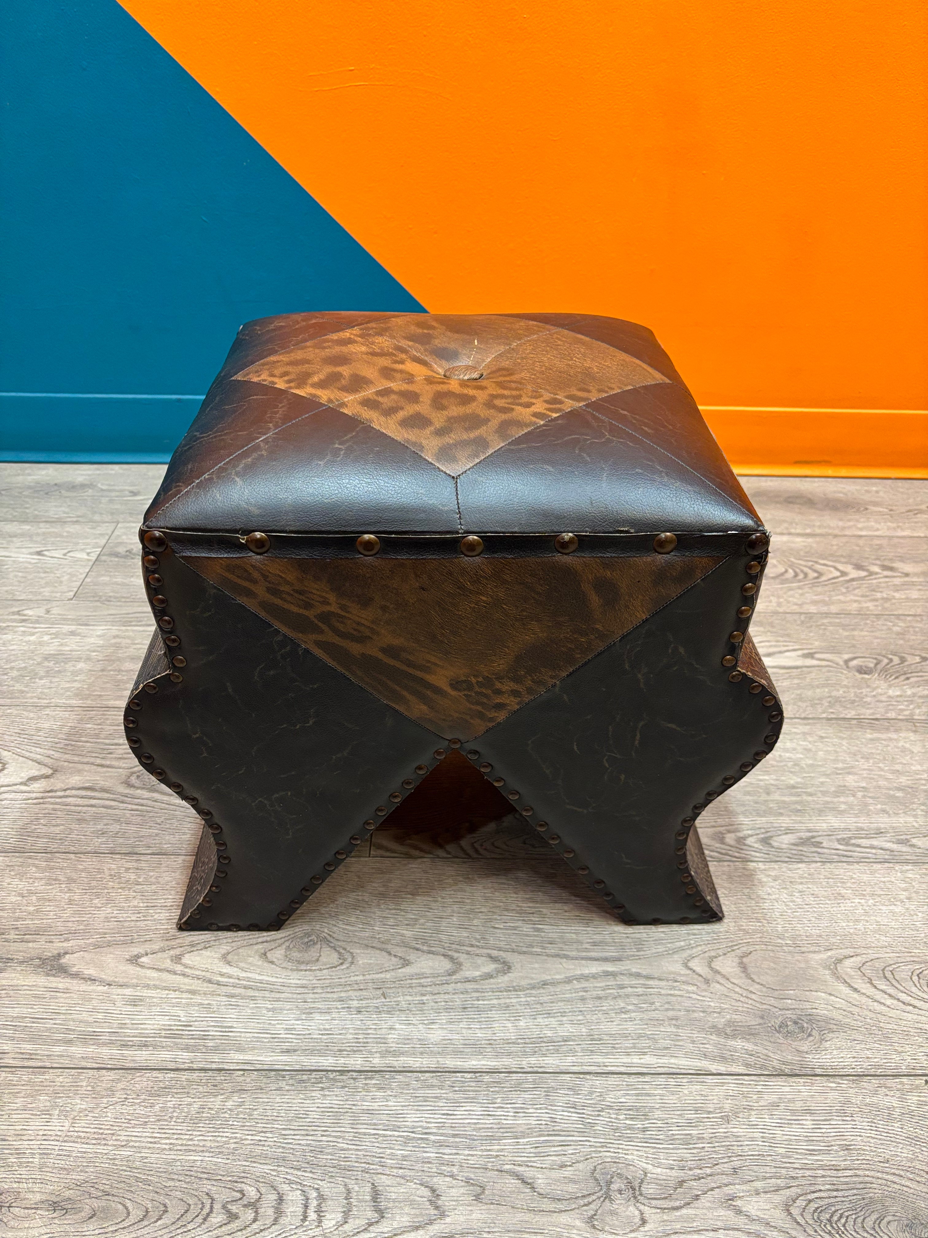 Faux Leather Ottoman