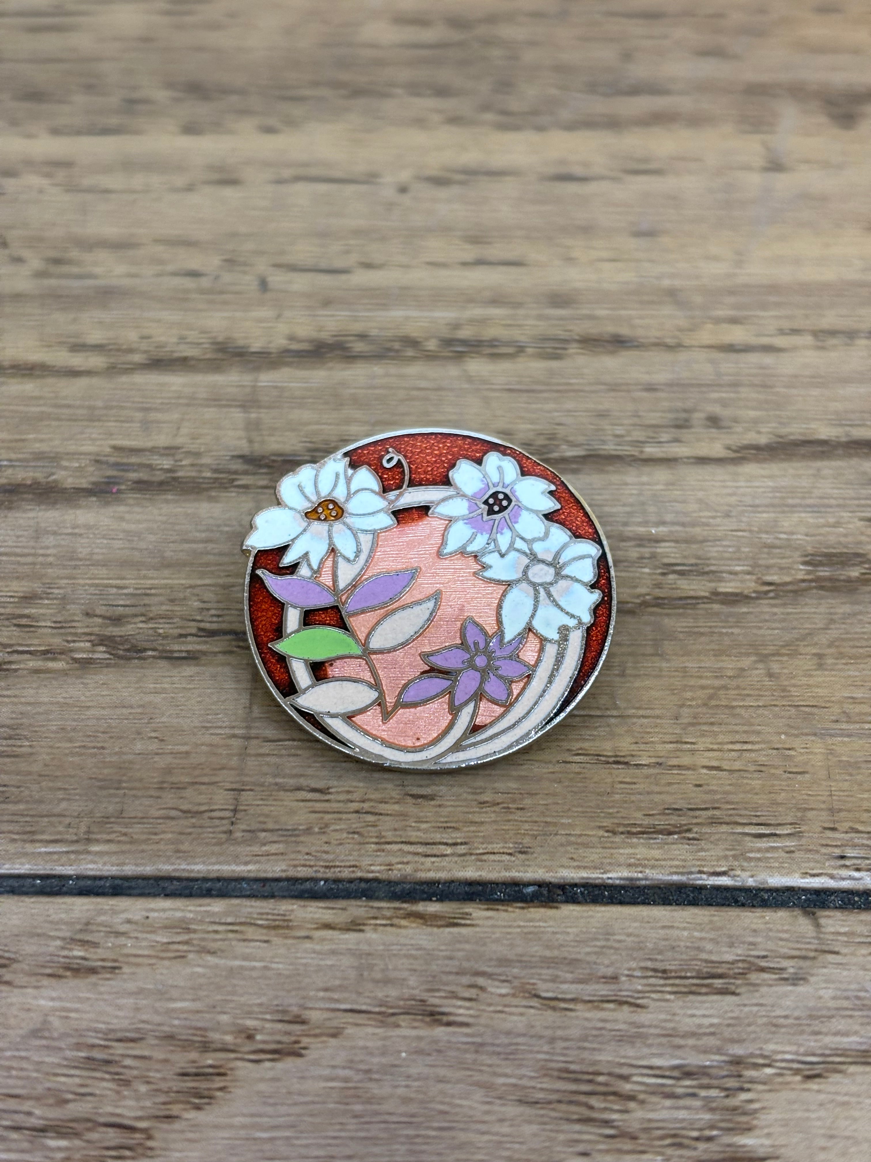 Floral Enamel Brooch