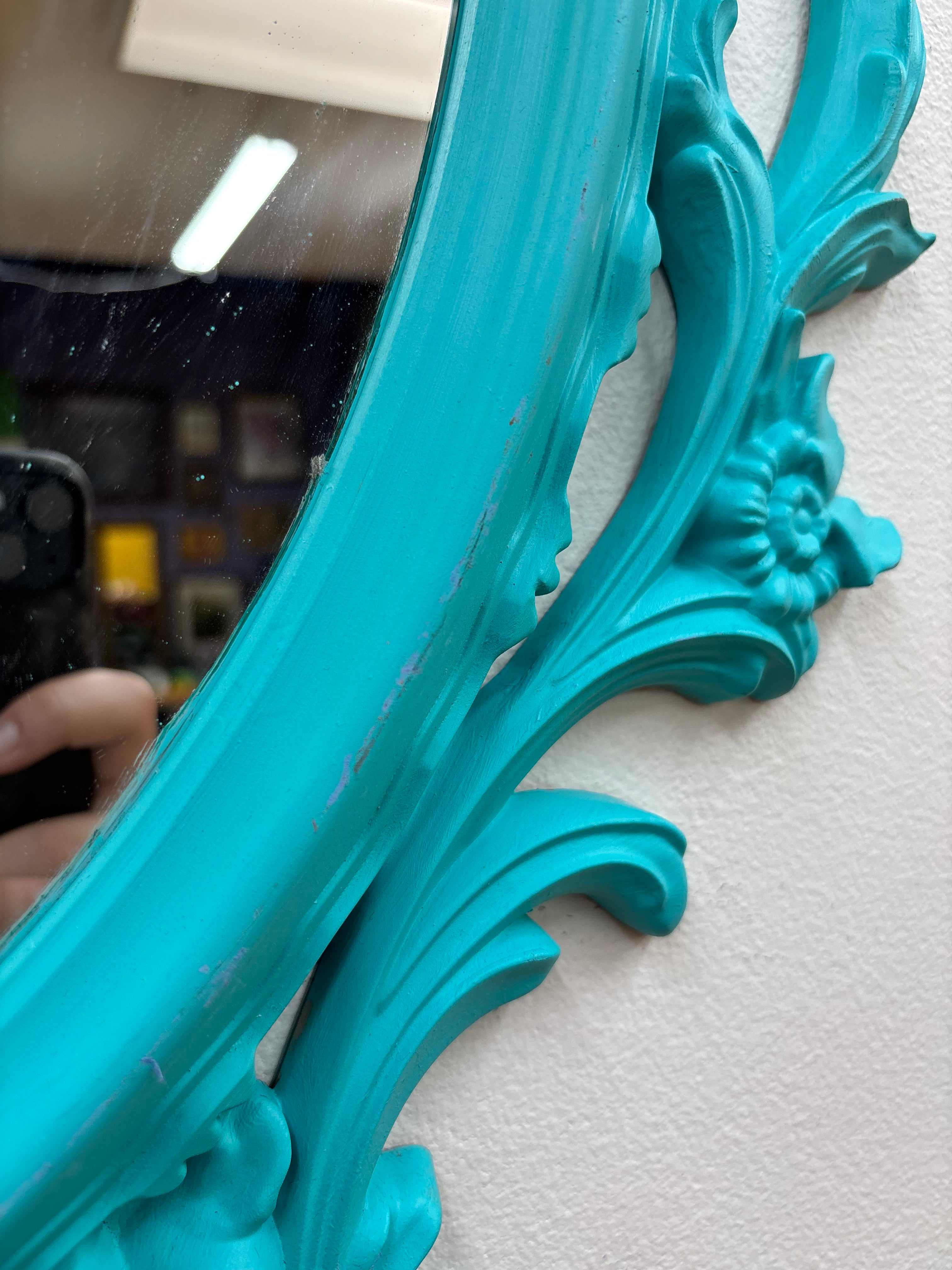 Teal Oval Wall Mirror