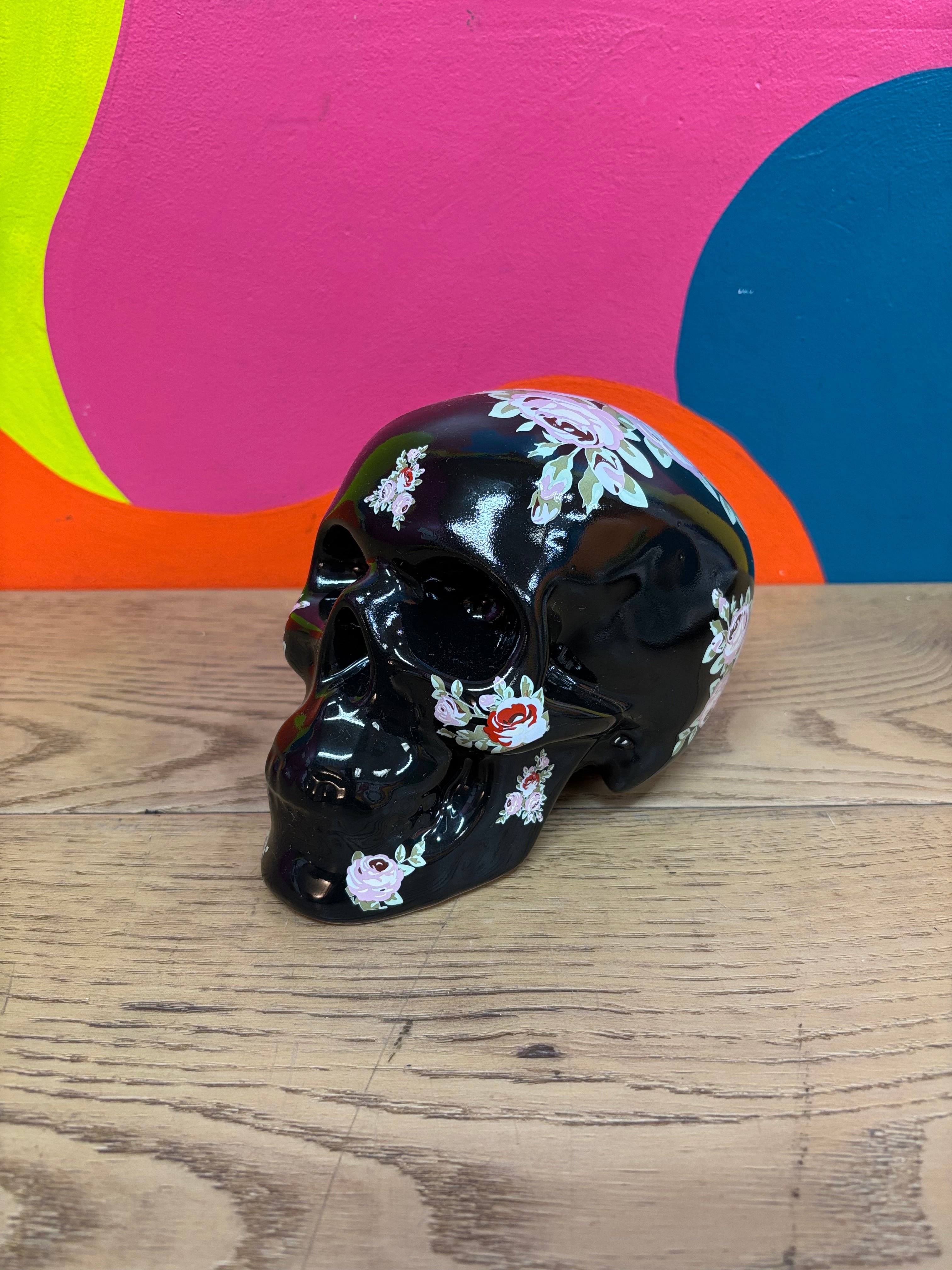 Ceramic Skull Coin Bank