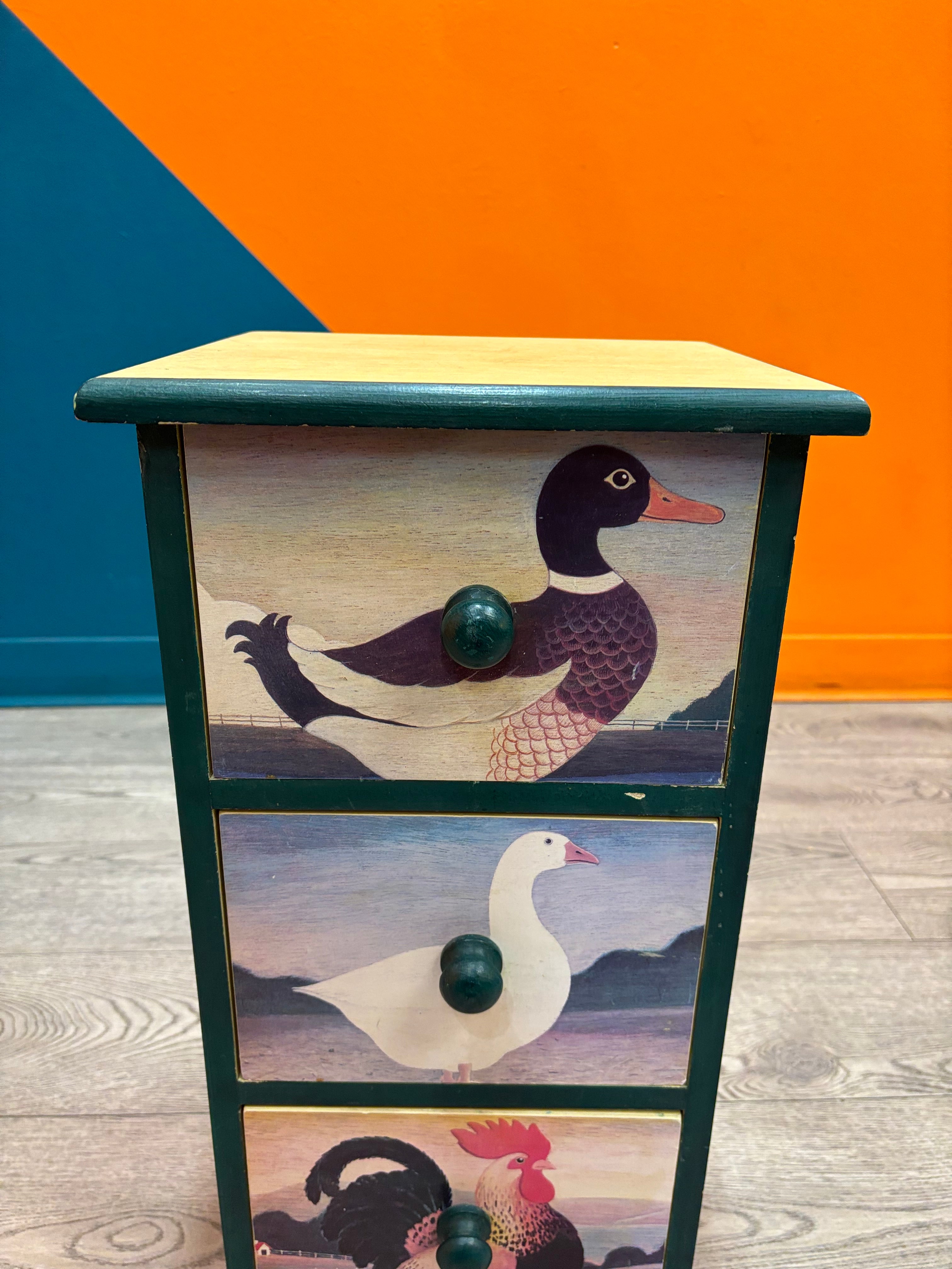 3 Drawer Bird Nightstand