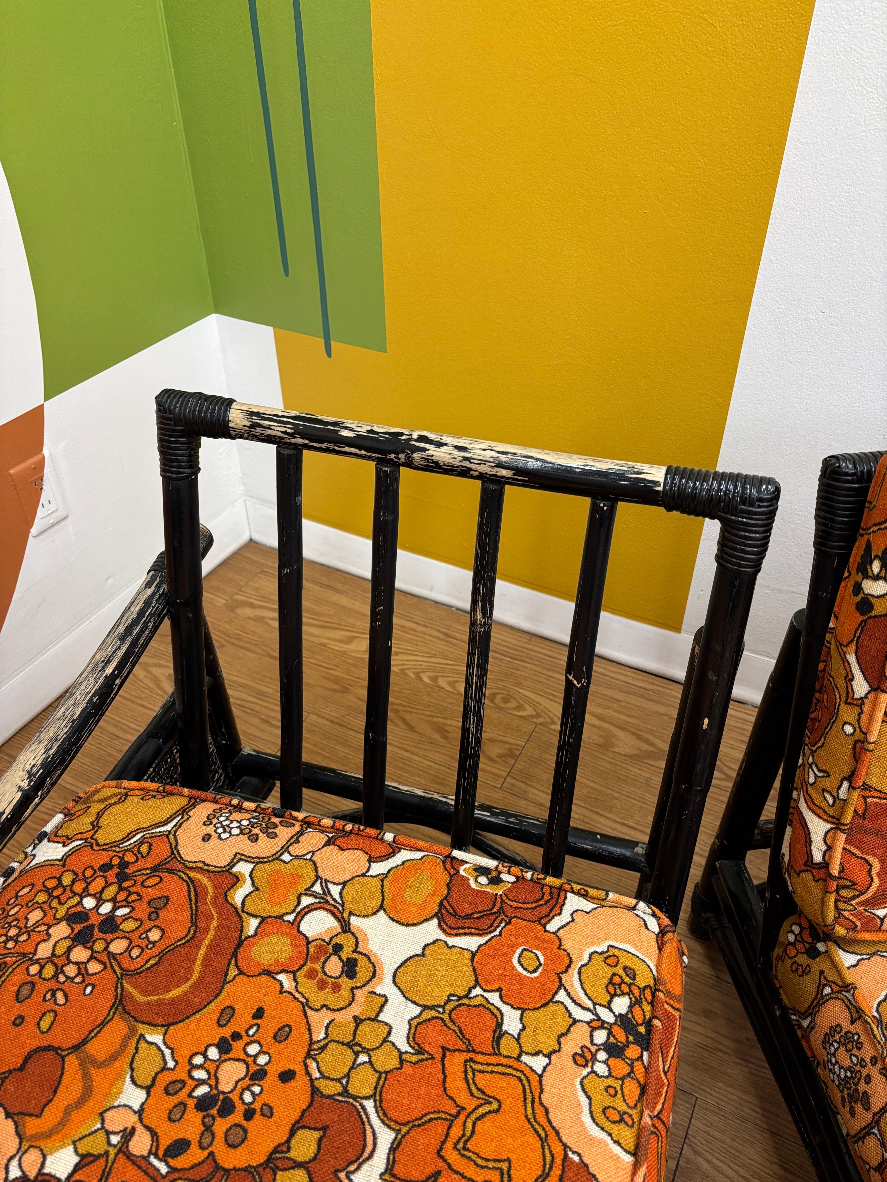 Rattan Loveseat & Matching Armchair