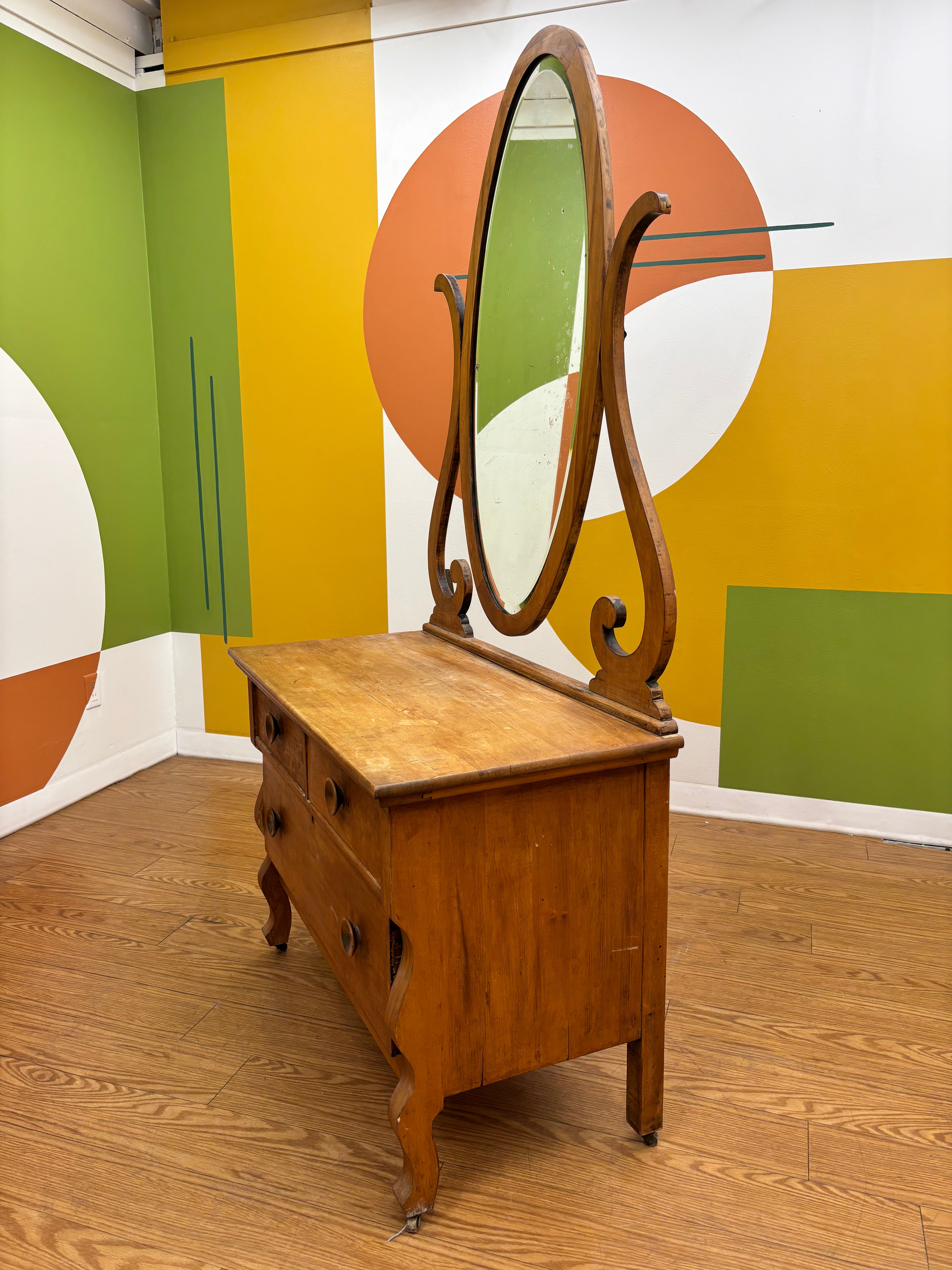 Wood Dresser with Mirror