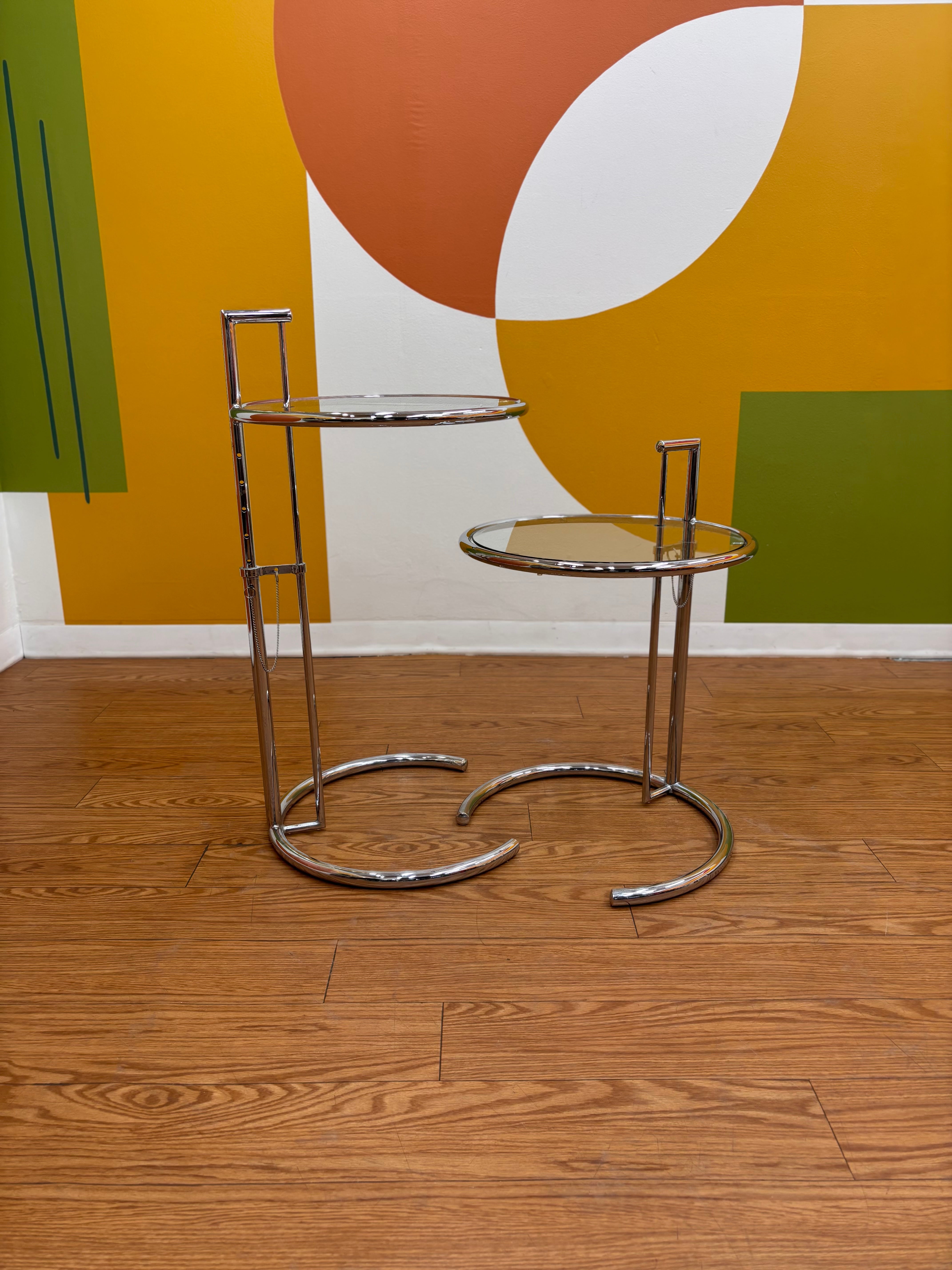 Adjustable Chrome Side Tables (2)