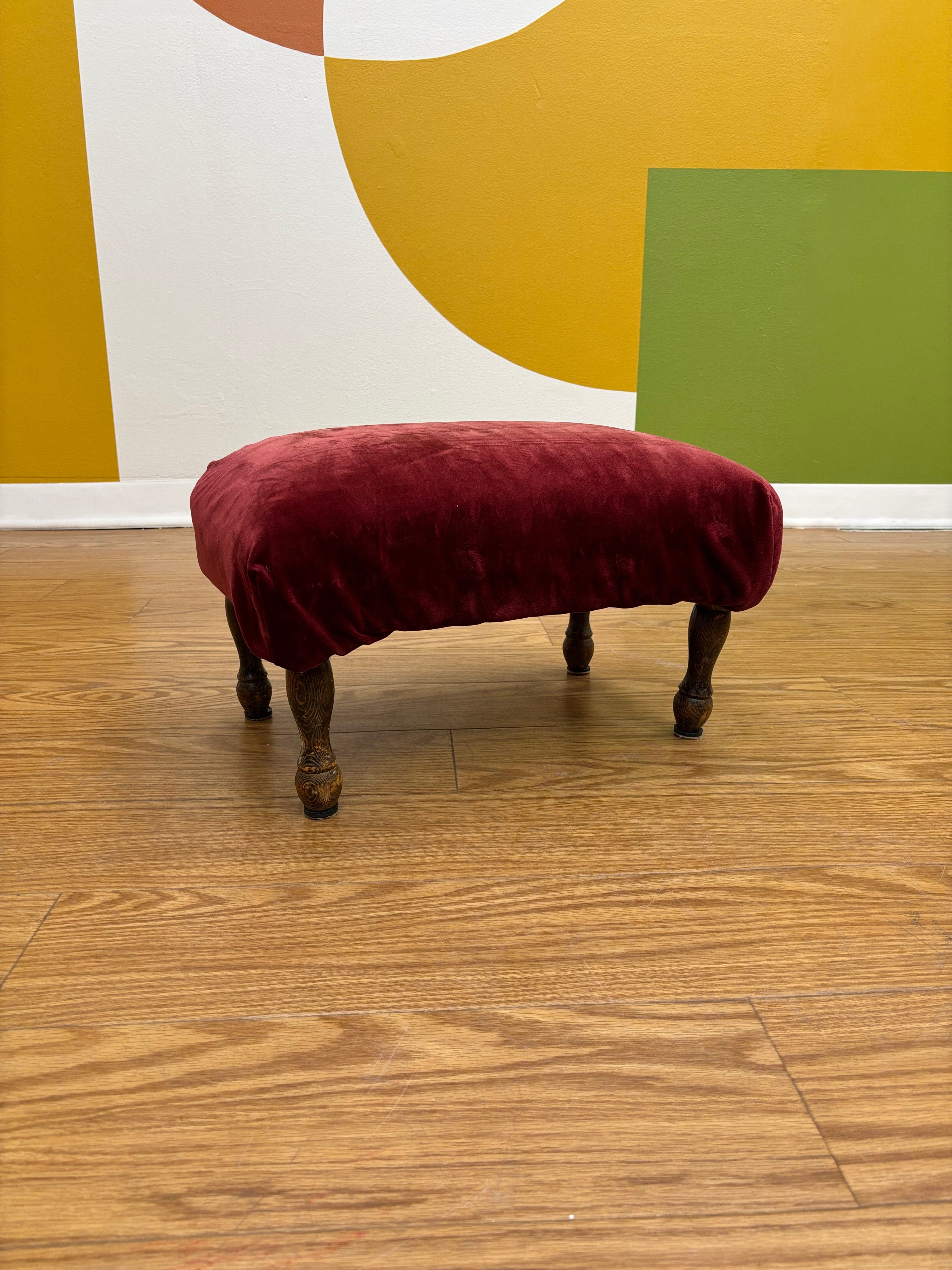 Red Velvet Footstool