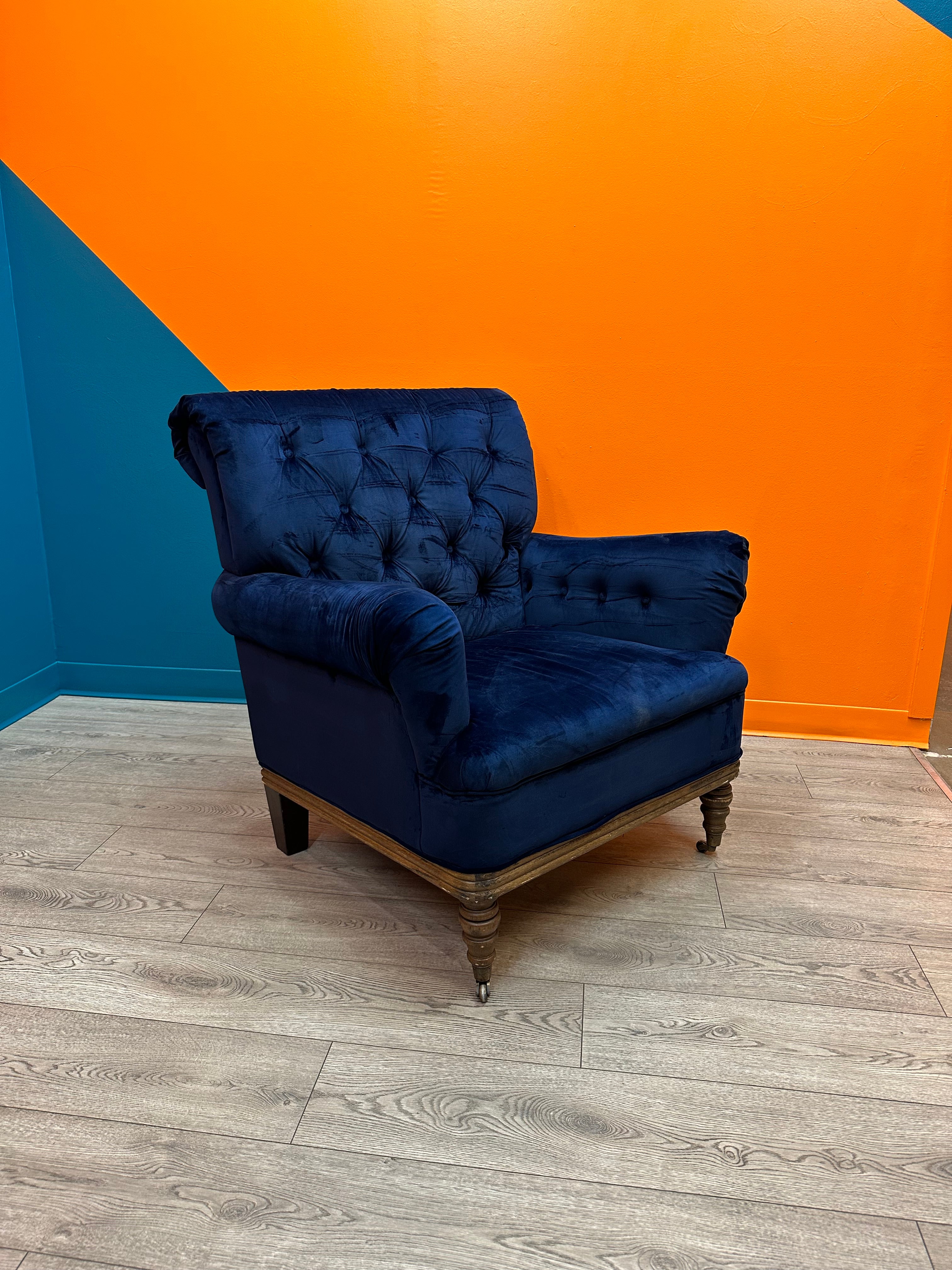 Blue Velvet Arm Chair