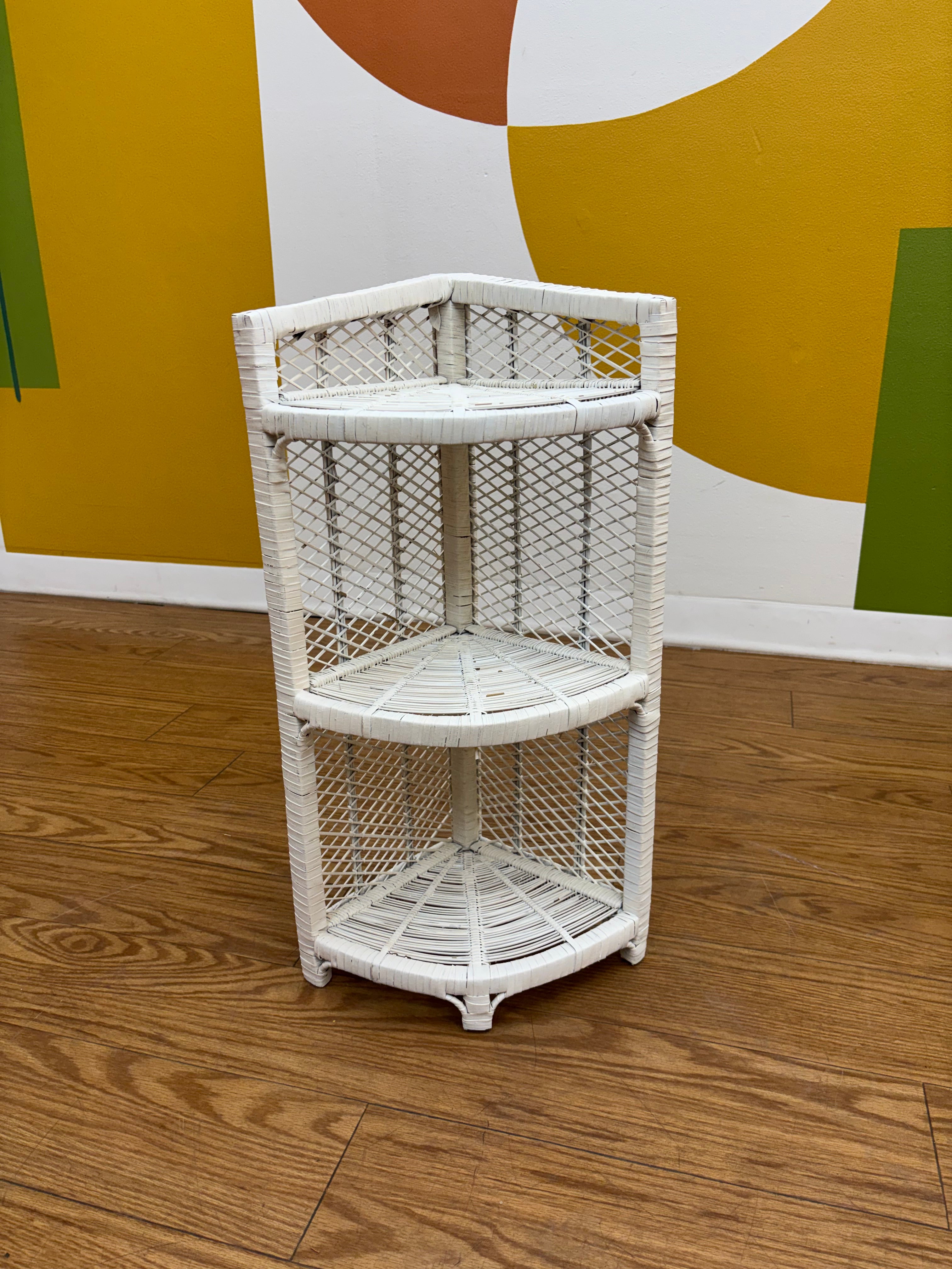 3 Tier Wicker Corner Shelf
