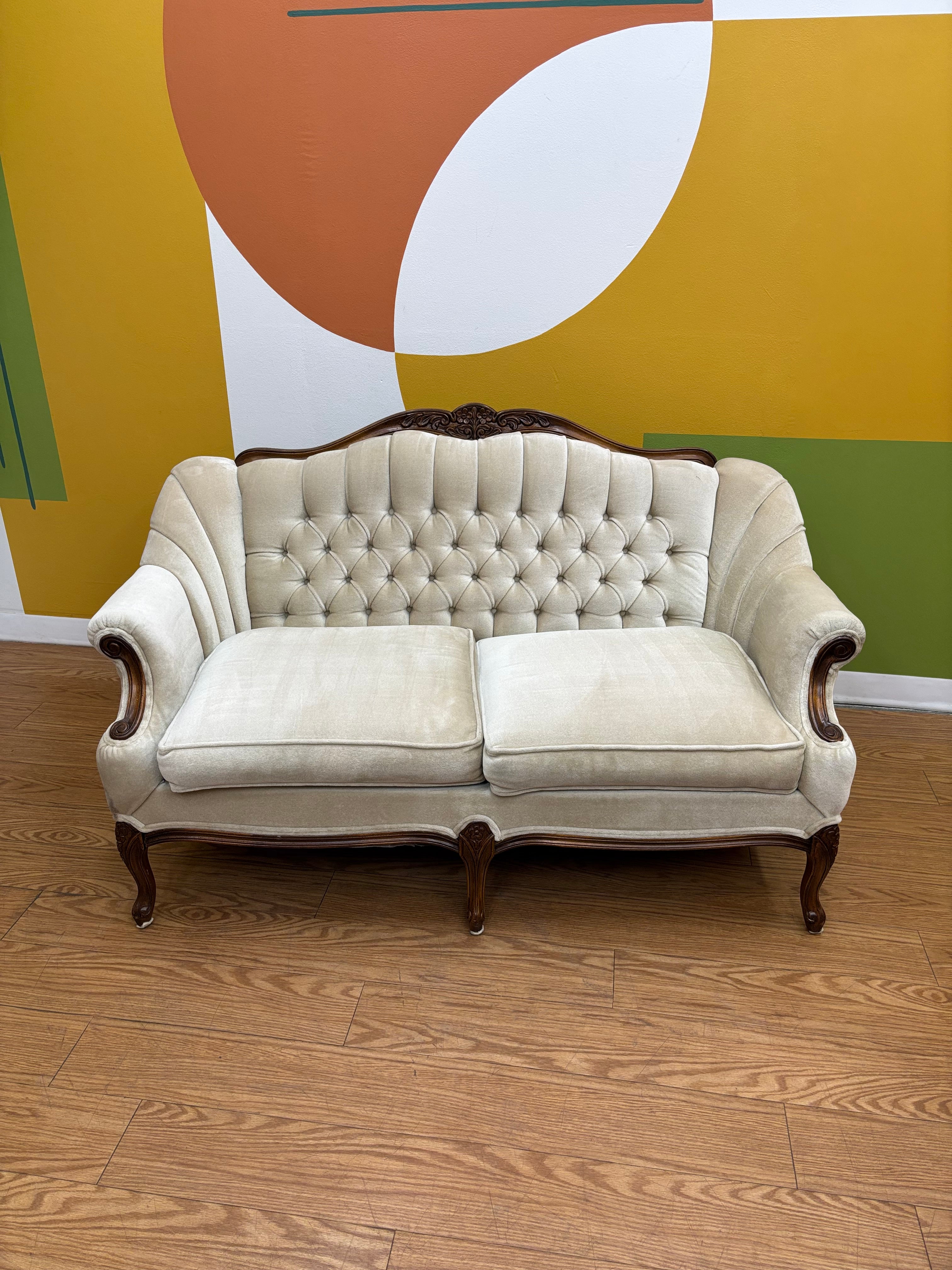 Tufted Cream Loveseat