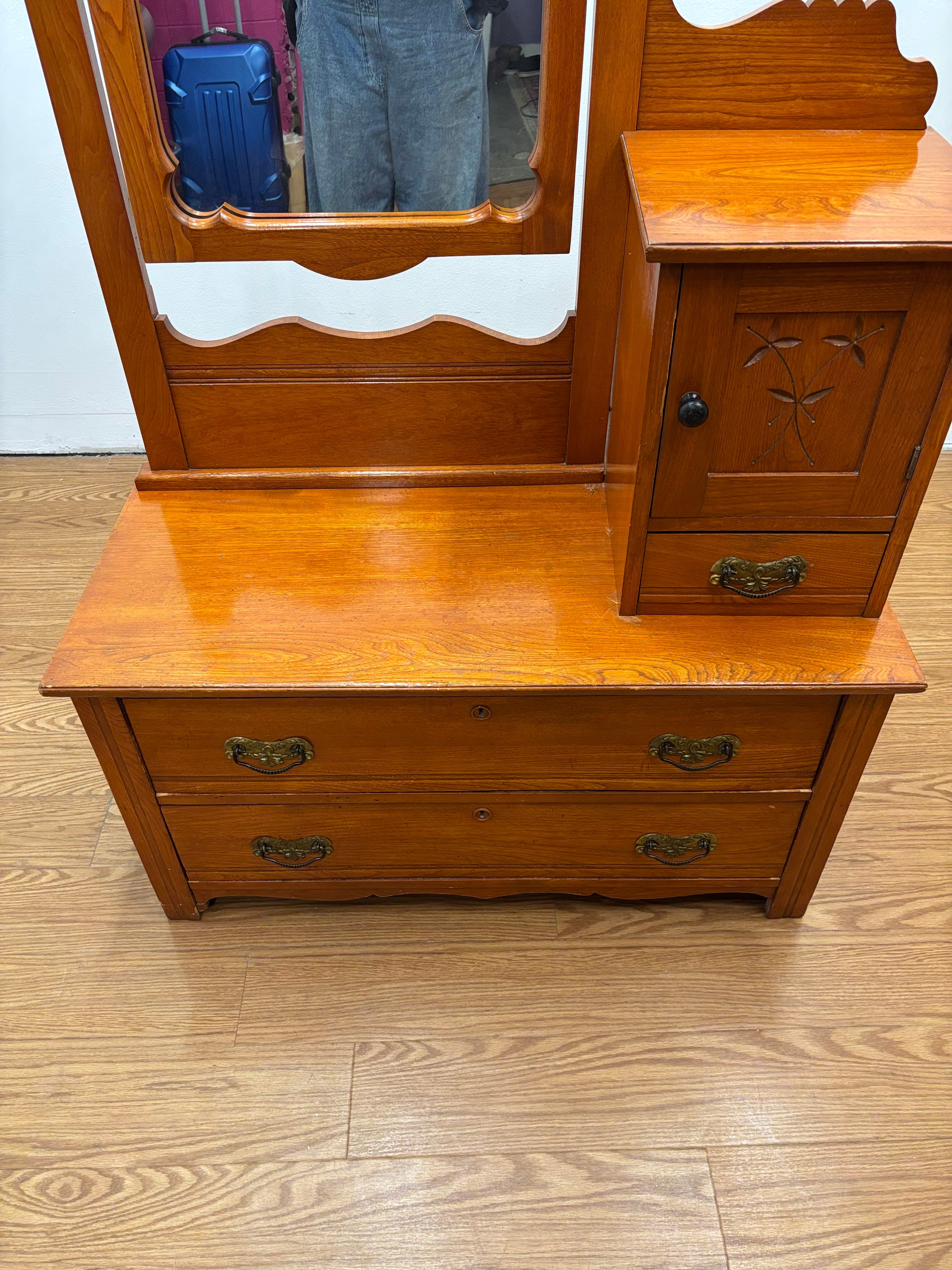 Wood Dresser with Mirror