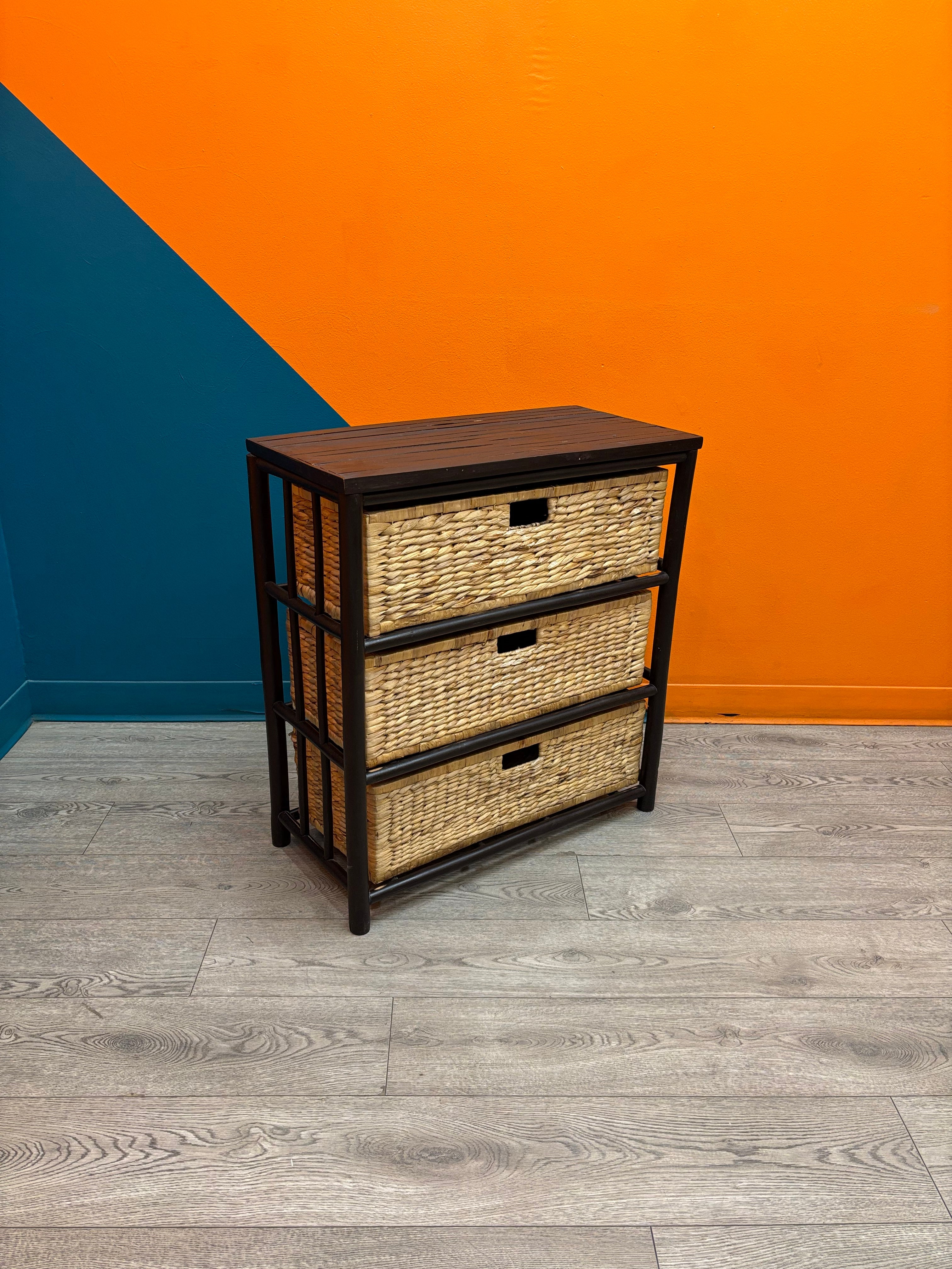 3 Drawer Wicker Dresser