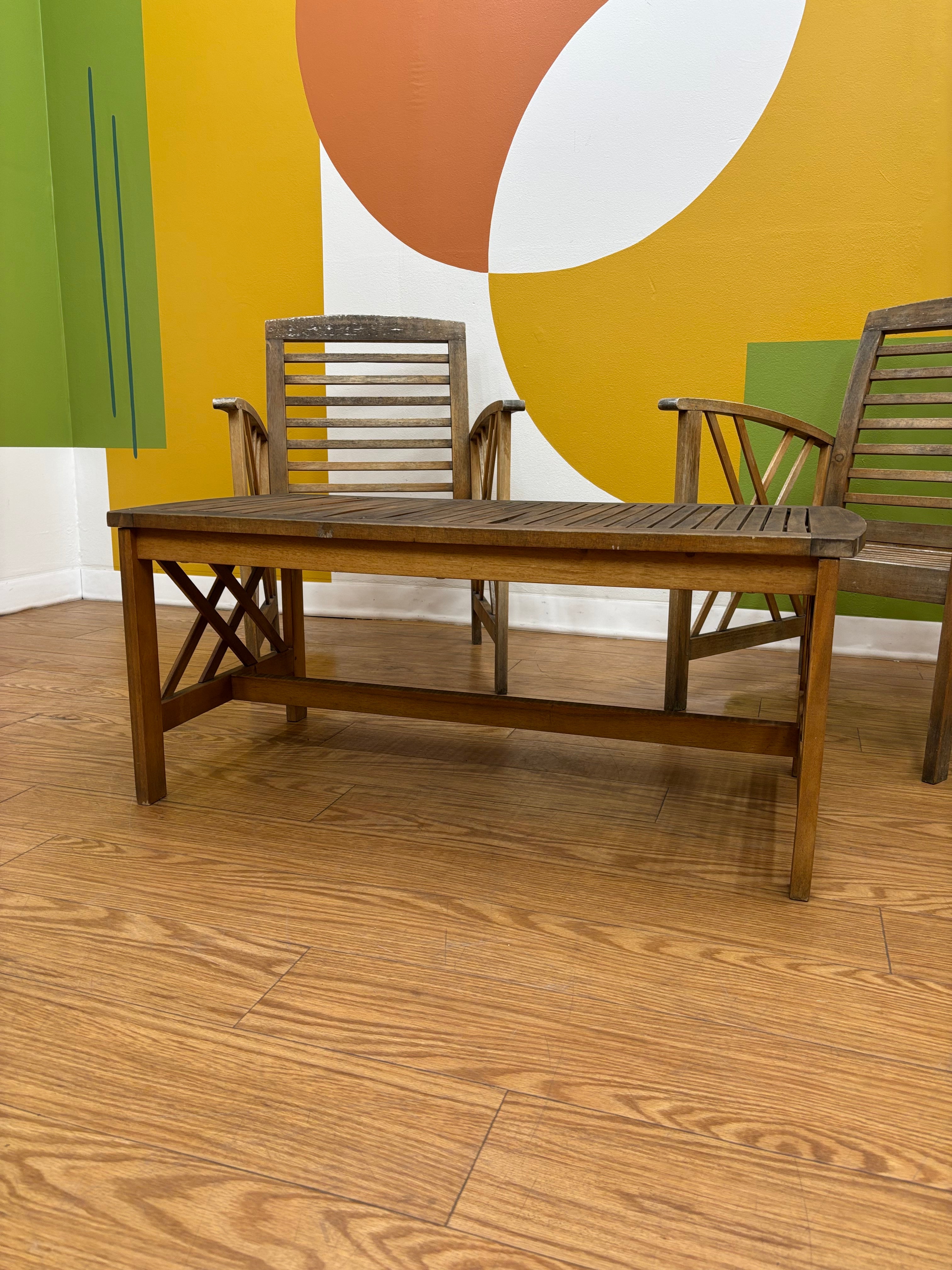 Safavieh Wood Patio Chairs & Coffee Table