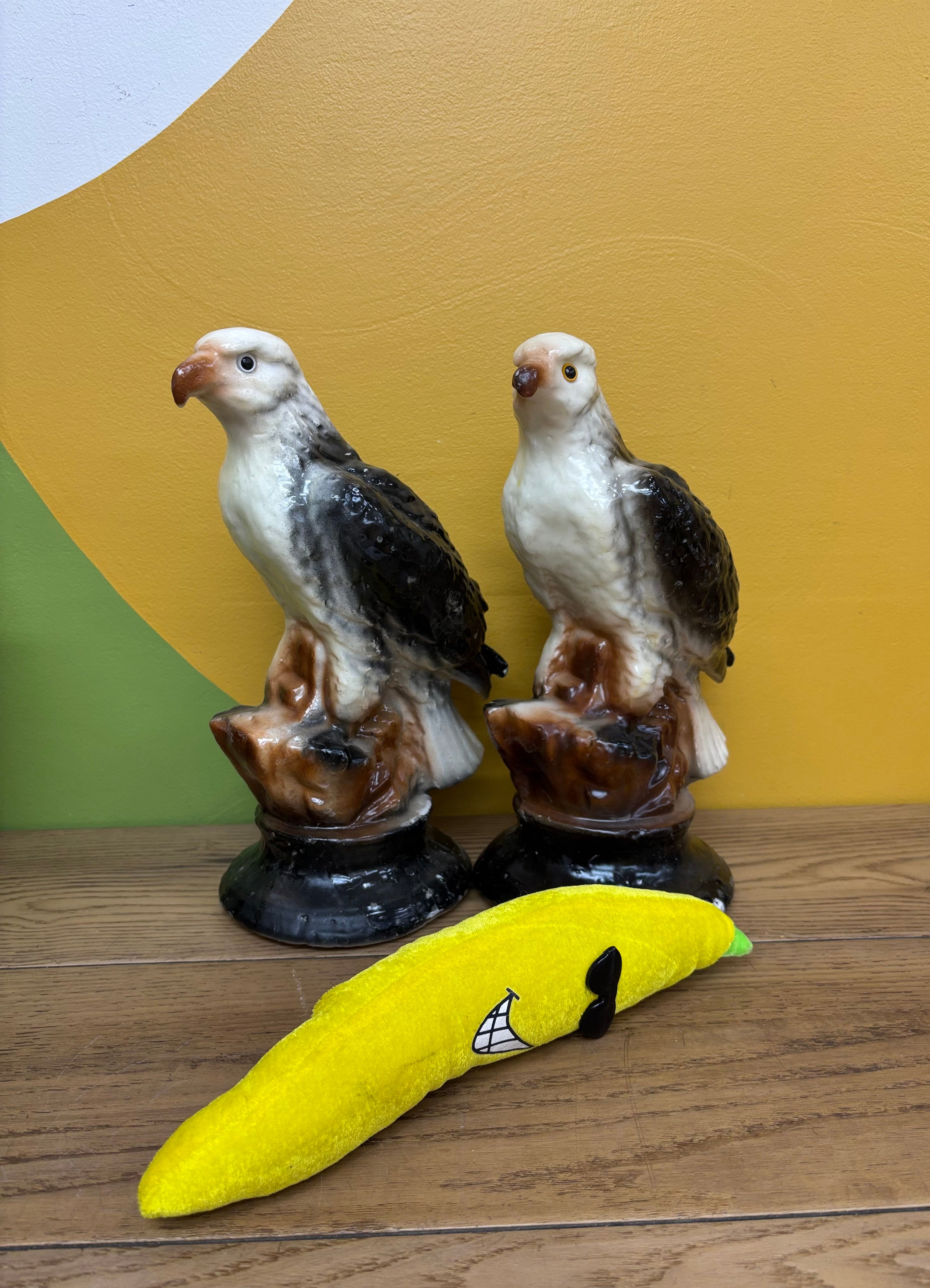 (2) Eagle Candle Sculptures