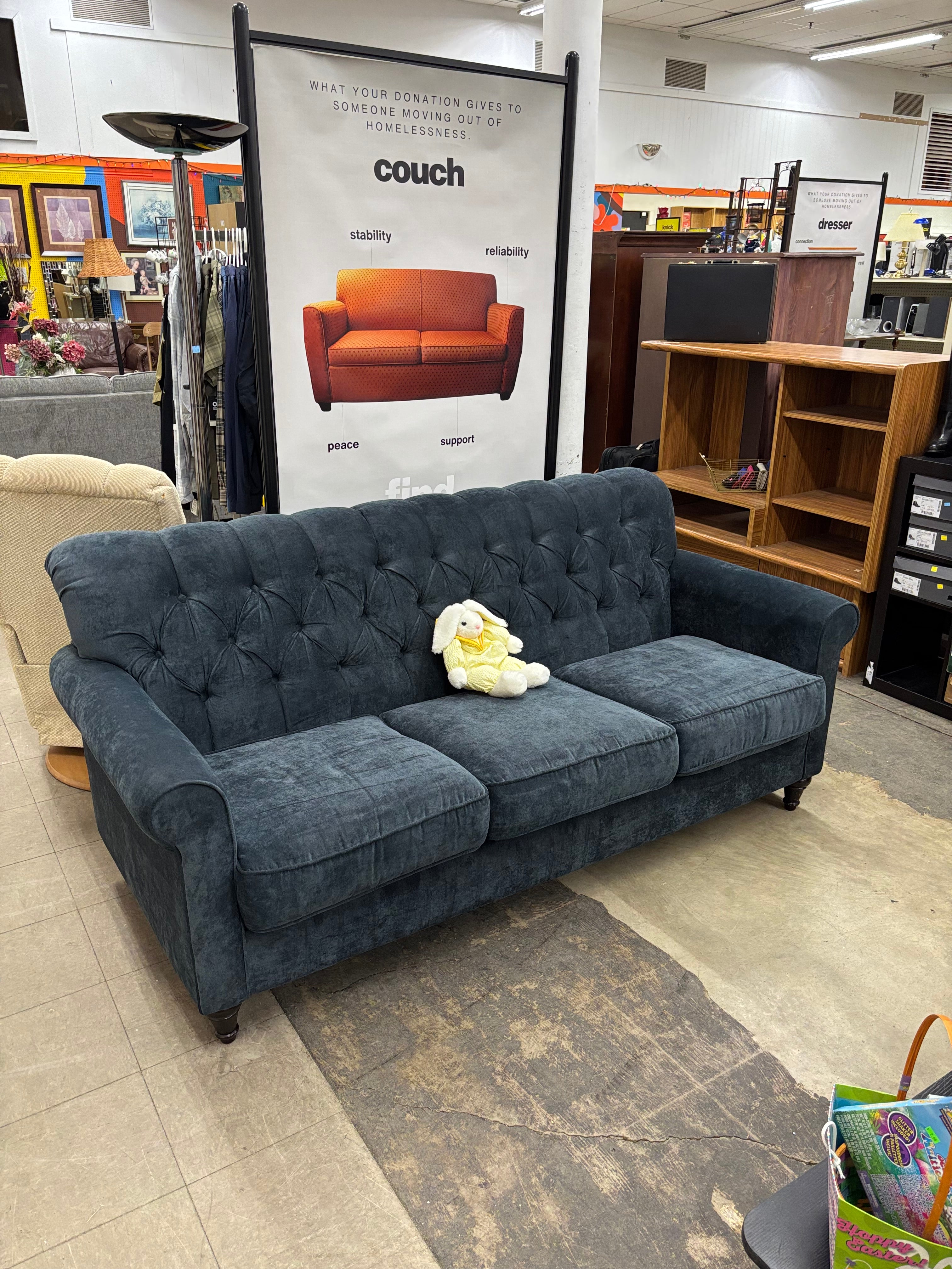 Blue Tufted Sofa (2 available)