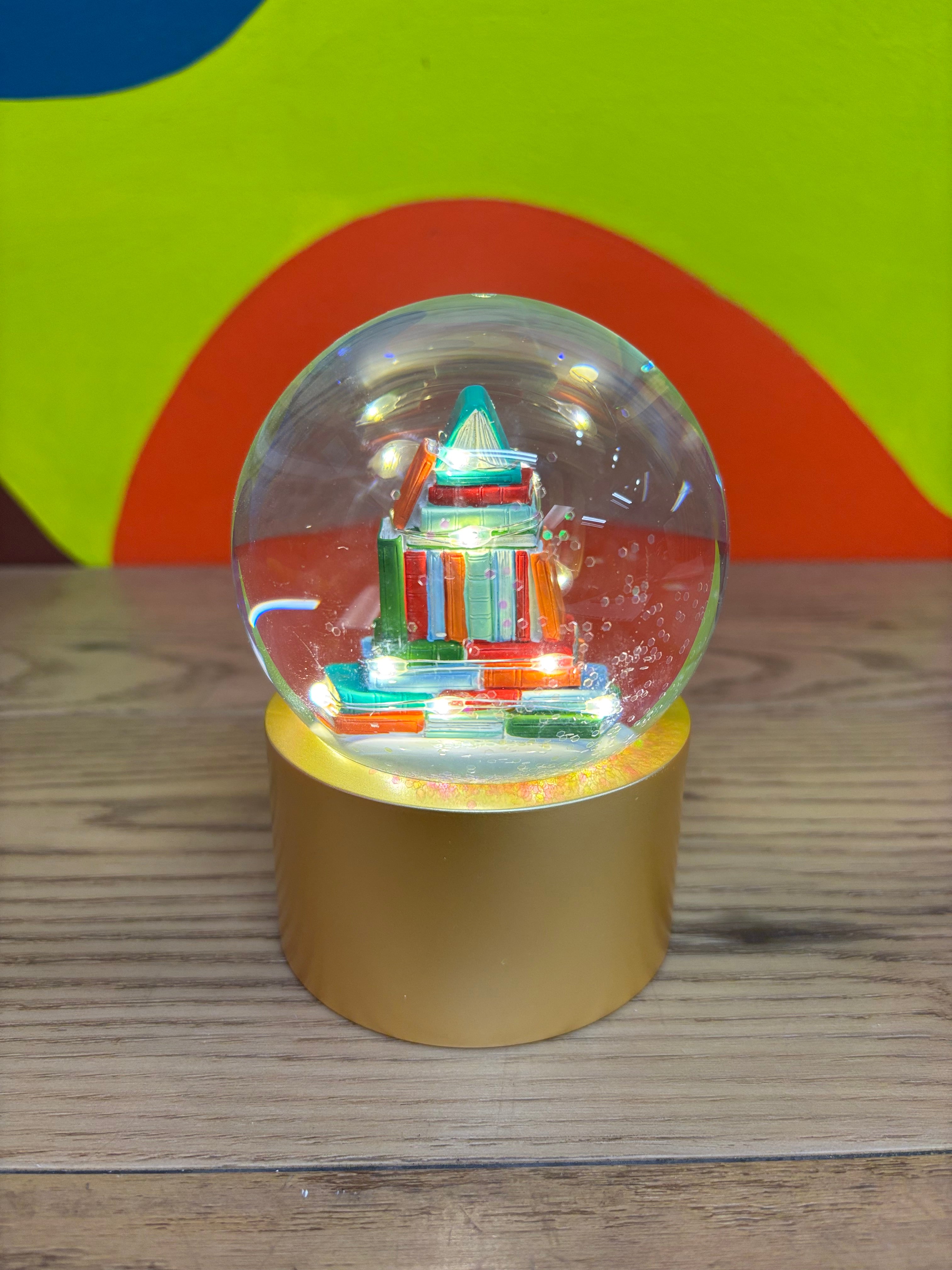Light Up Stack of Books Snow Globe