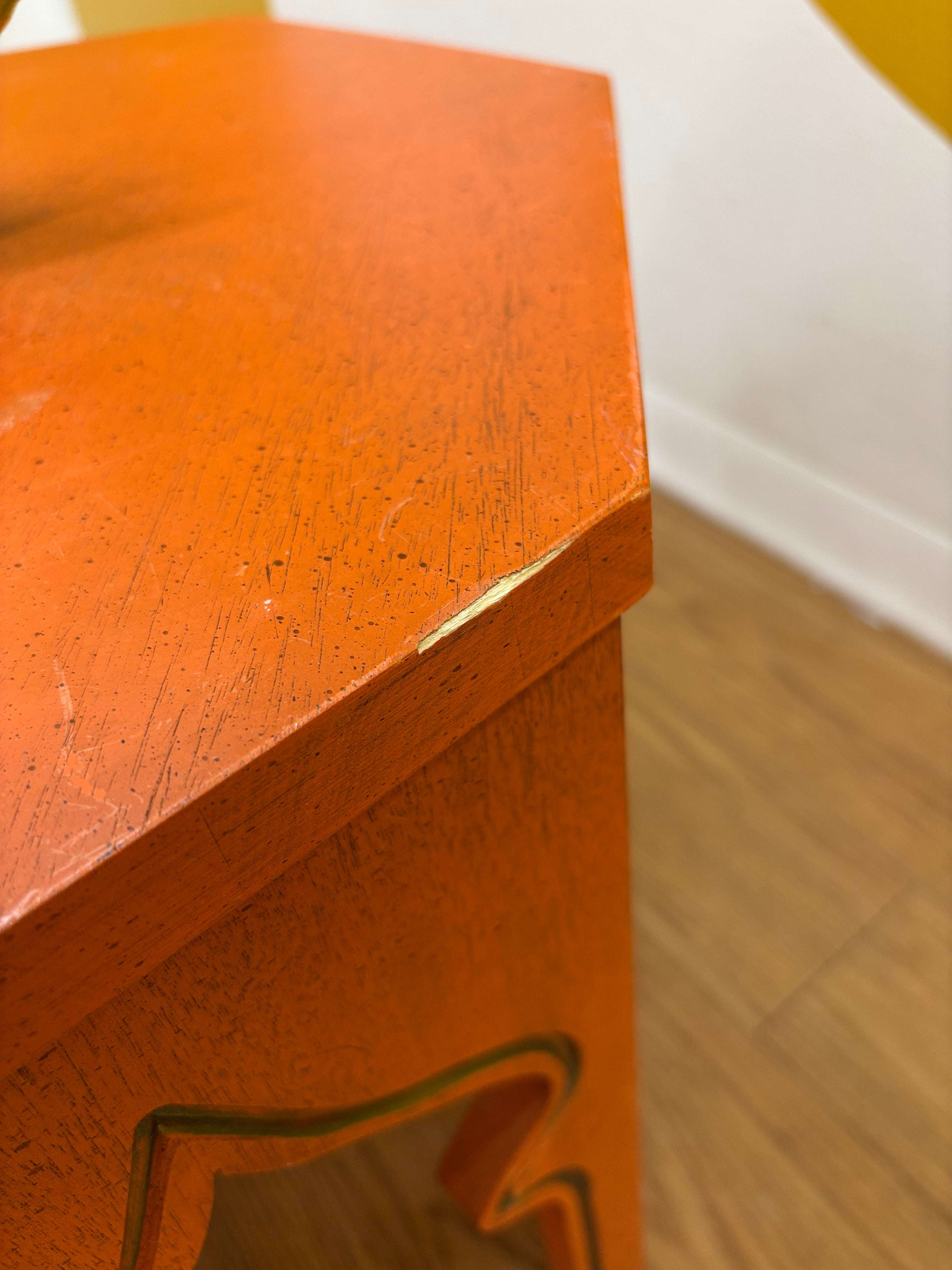 Orange Wood Side Table