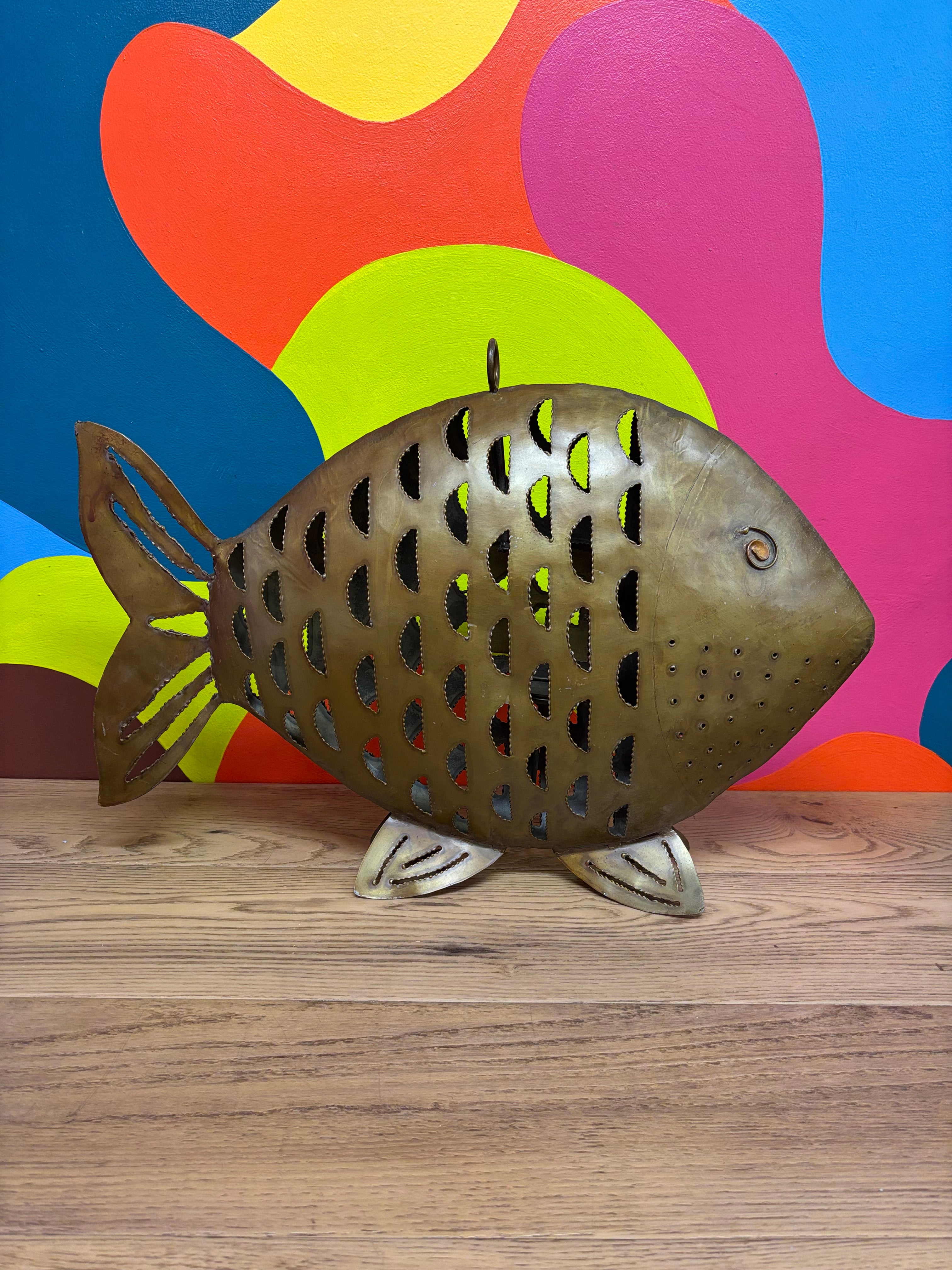 Large Metal Fish Candle Holder