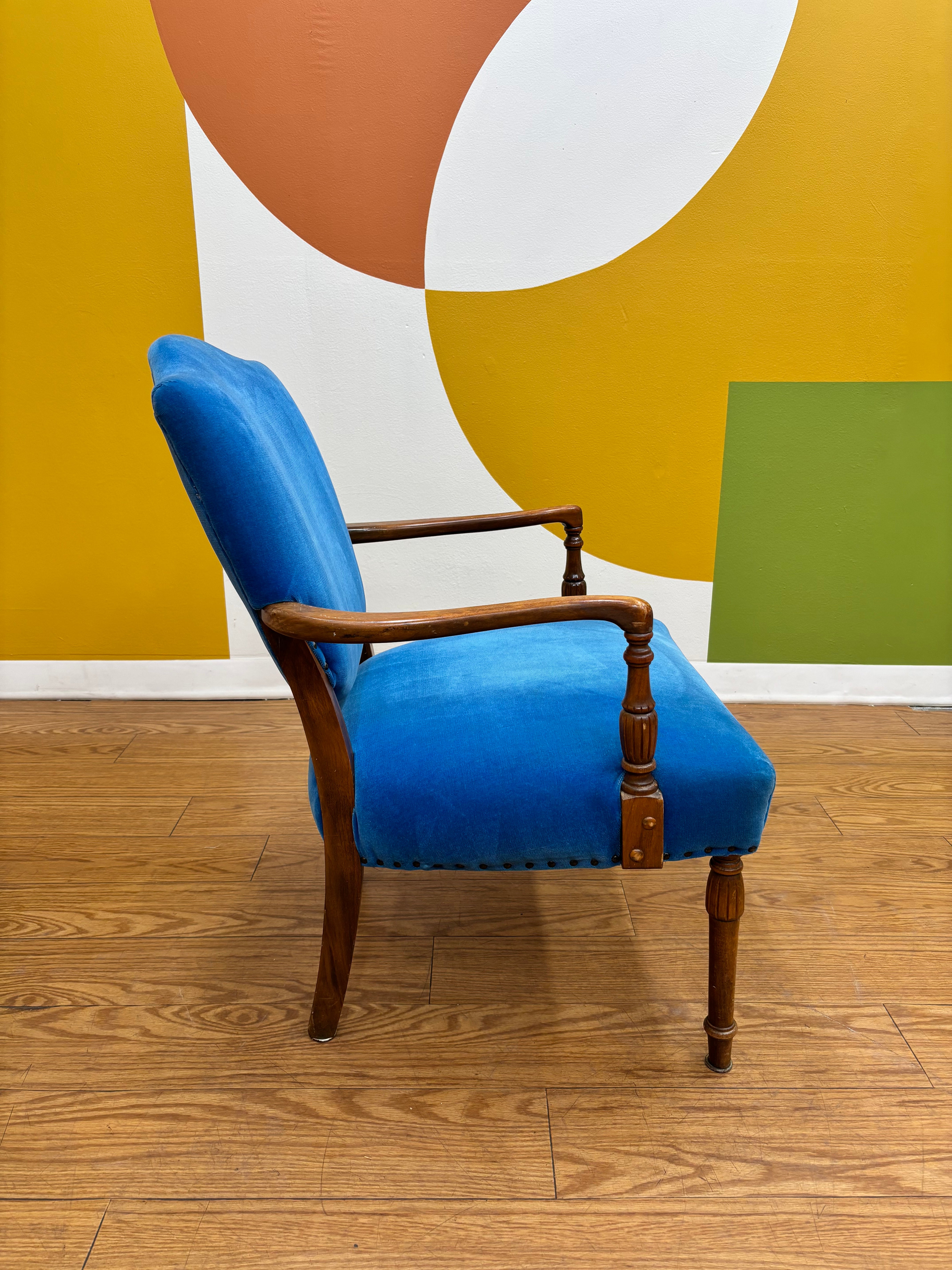 Blue Velvet Armchair
