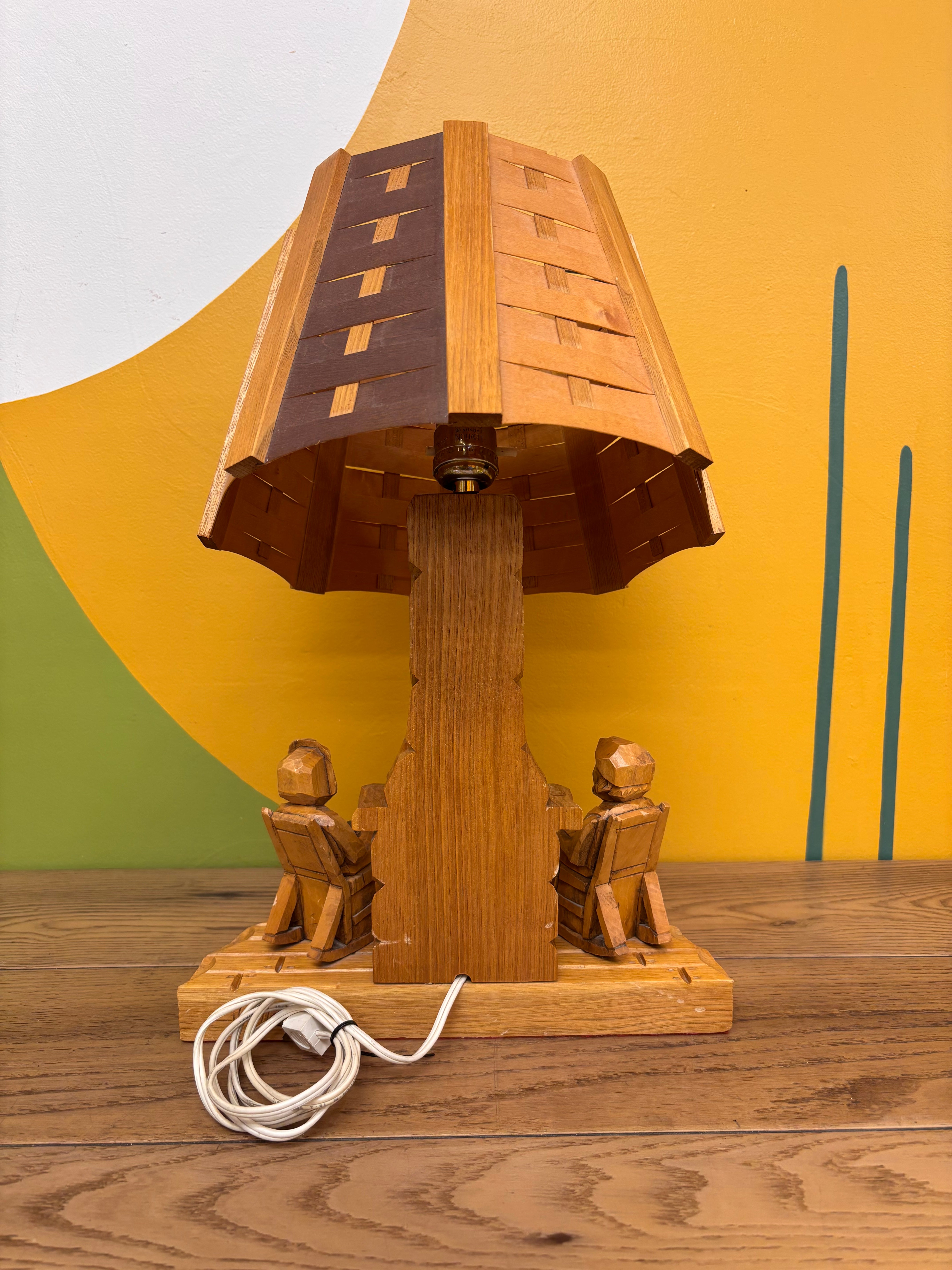 Carved Wood Lamp