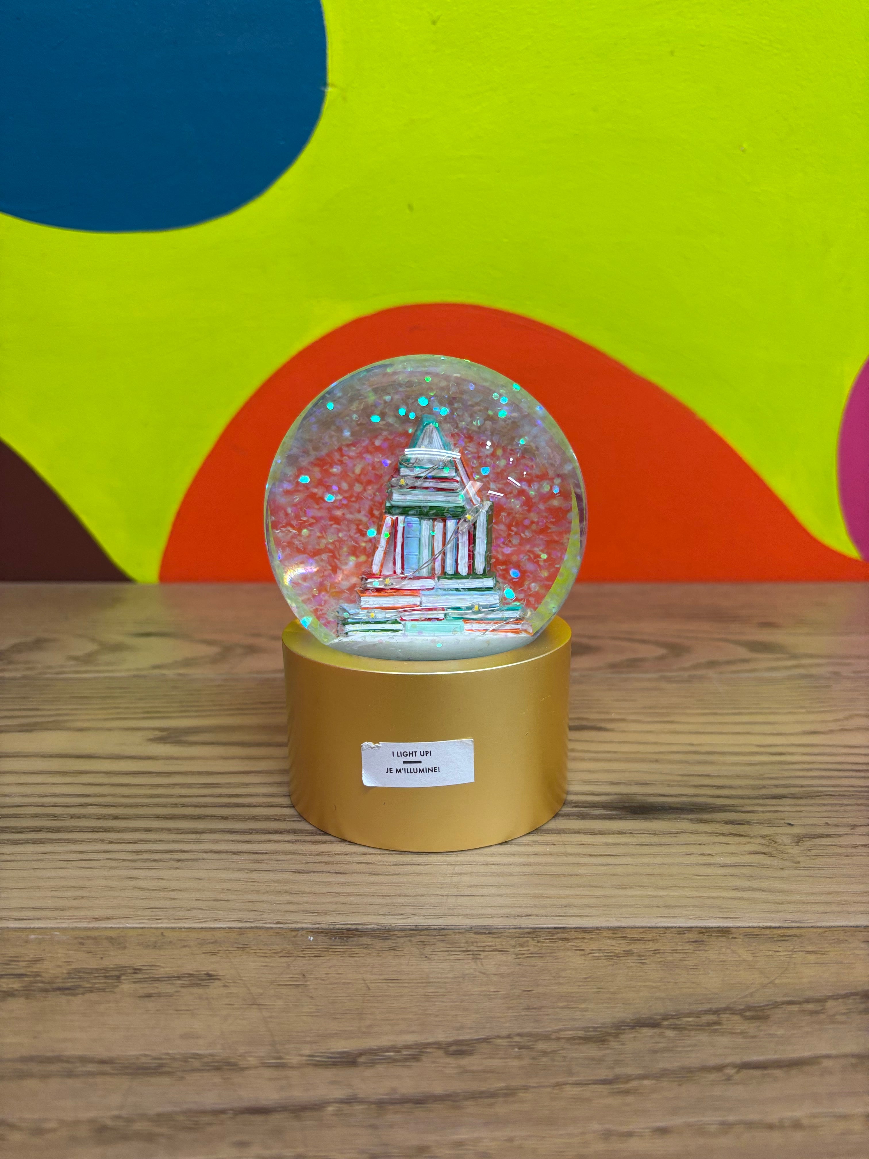 Light Up Stack of Books Snow Globe
