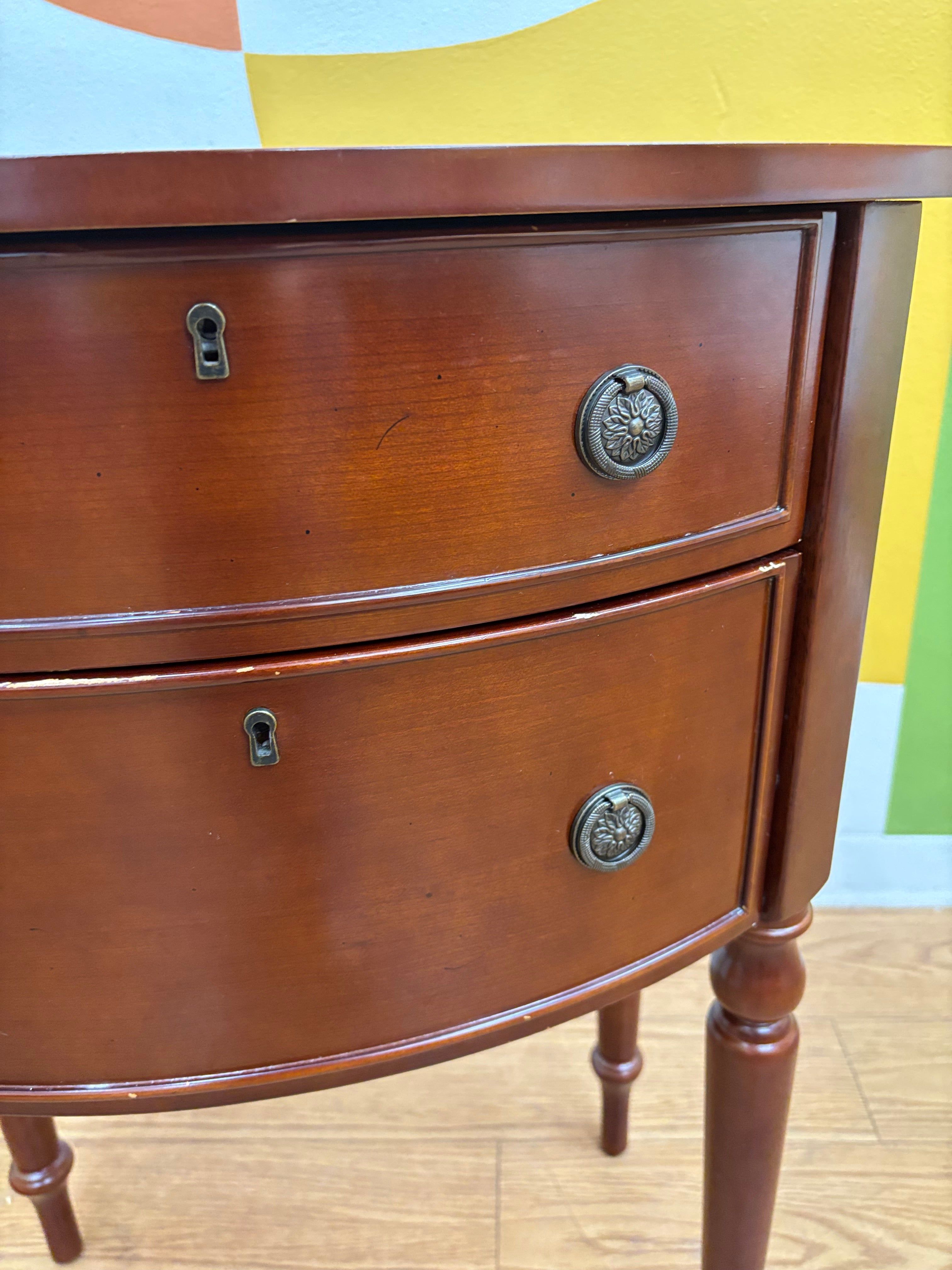 Wood Side Table with Drawers
