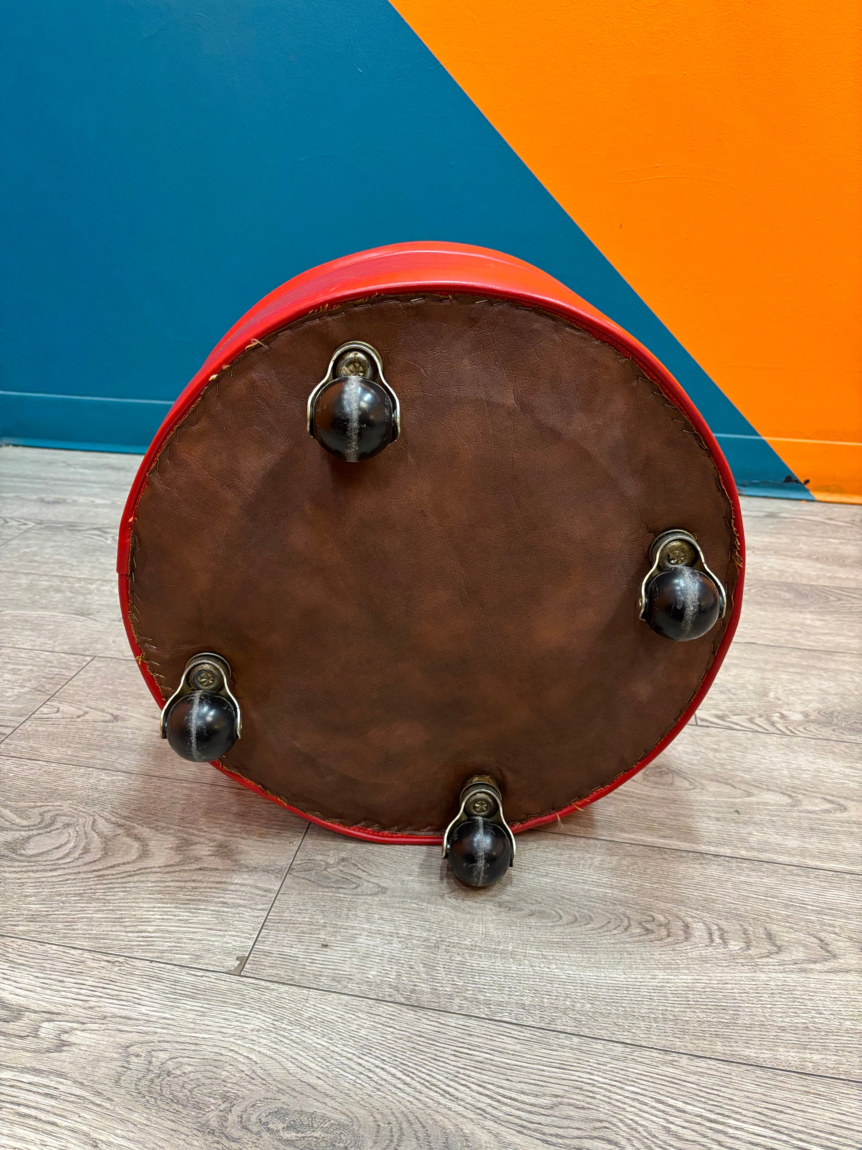 Small Red Rolling Ottoman