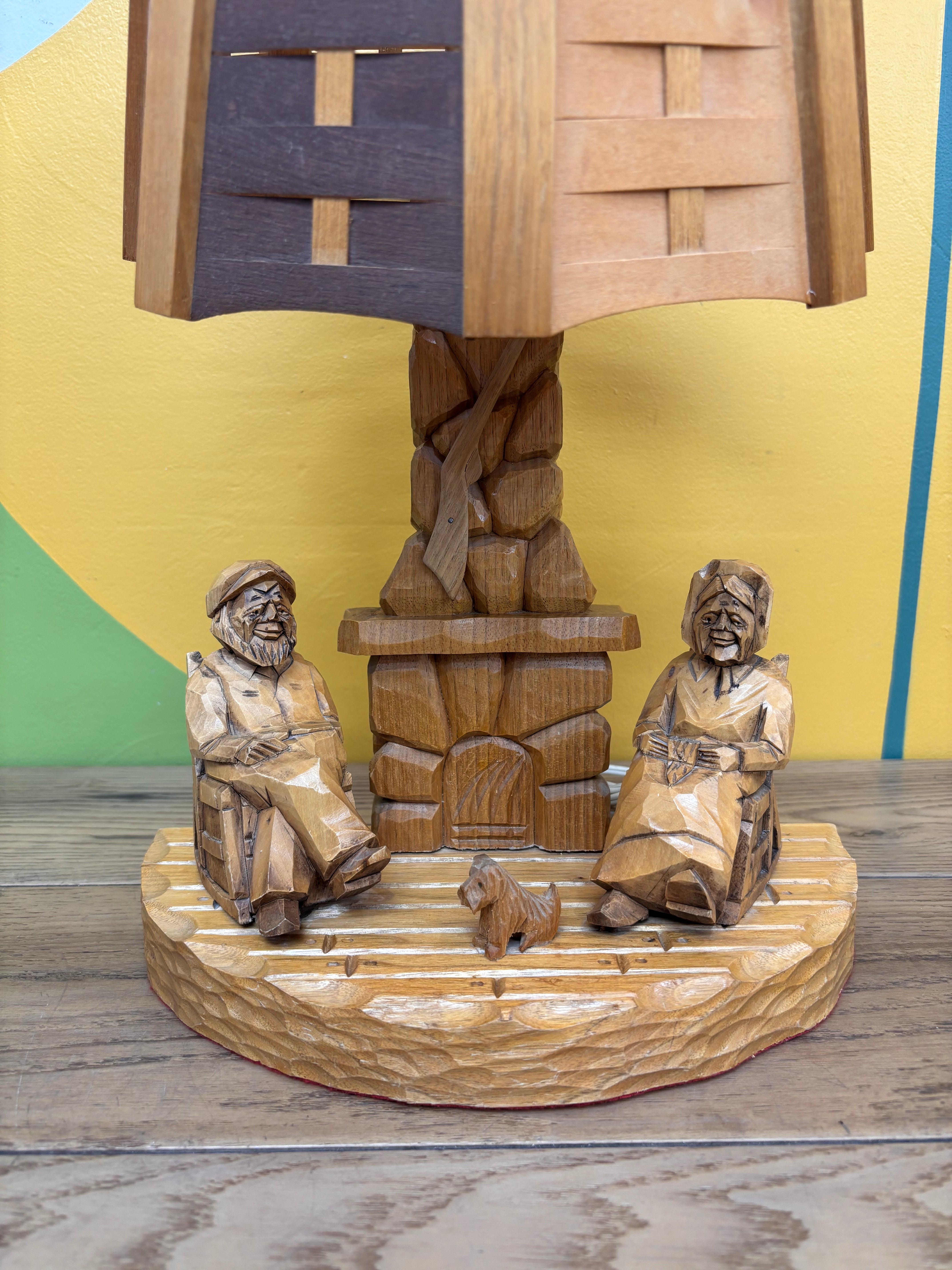 Carved Wood Lamp