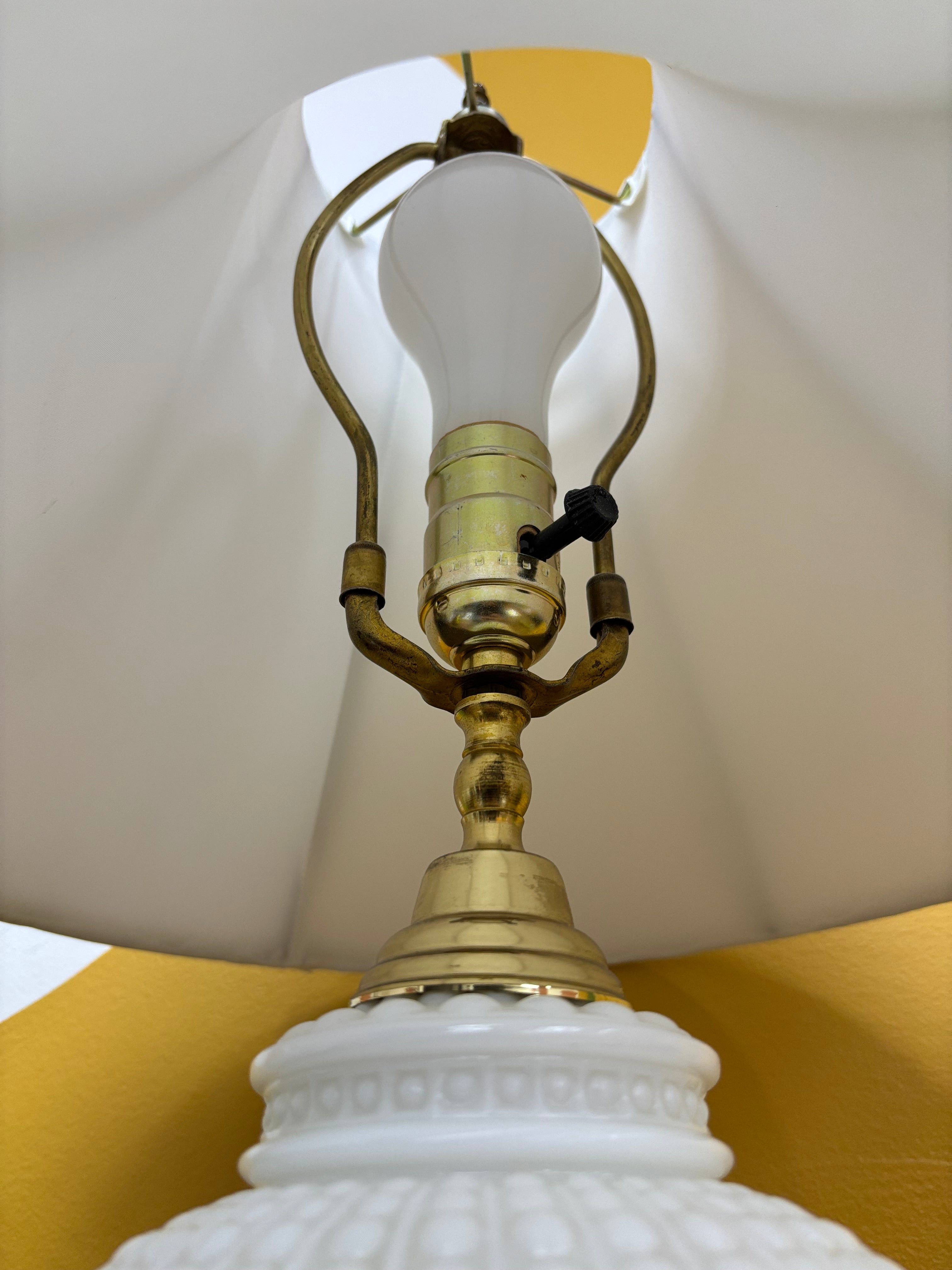 Hobnail Milk Glass Table Lamp