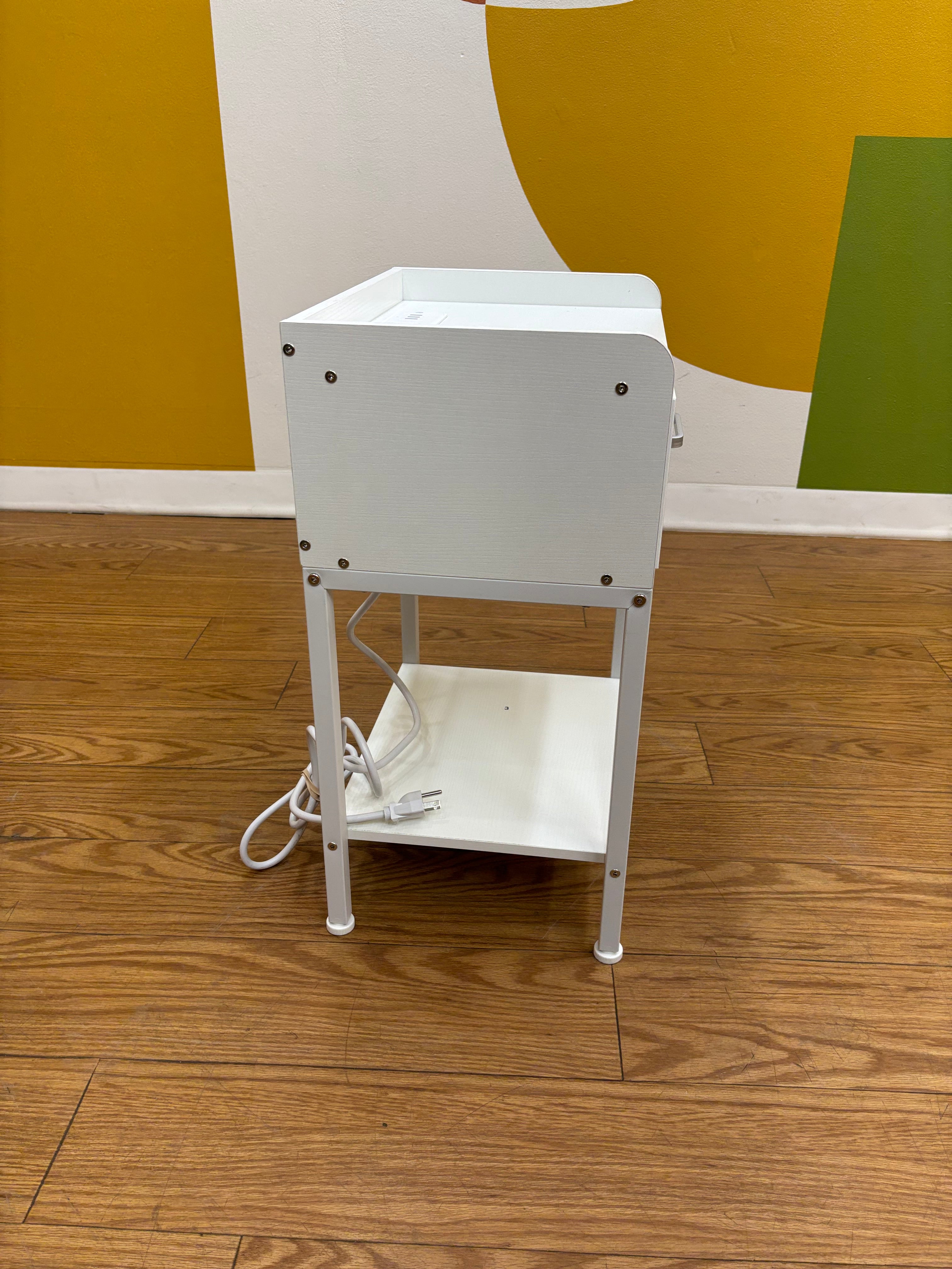 White Nightstand with Built in Charging Station