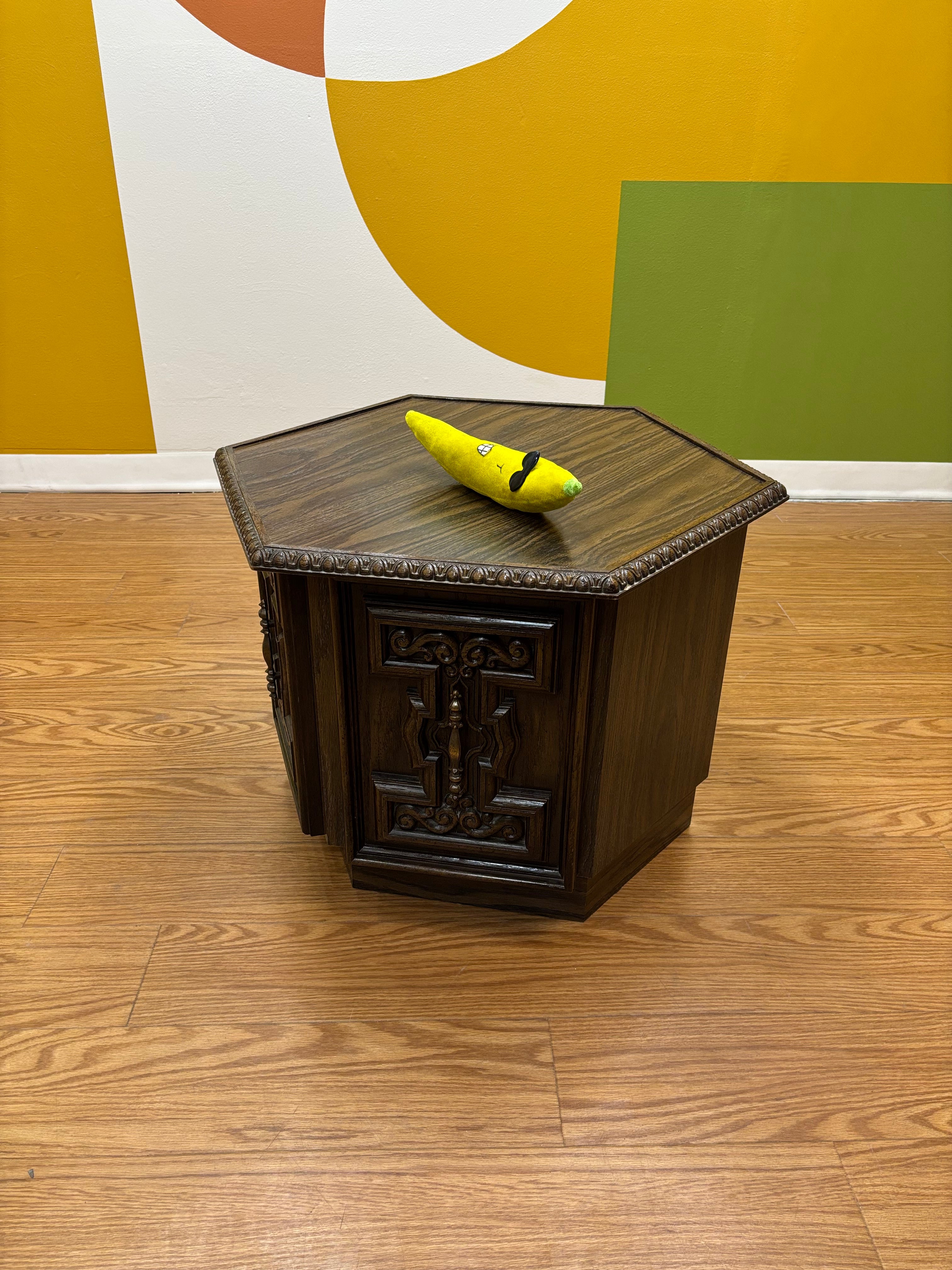 Wood Side Table with Bottom Storage