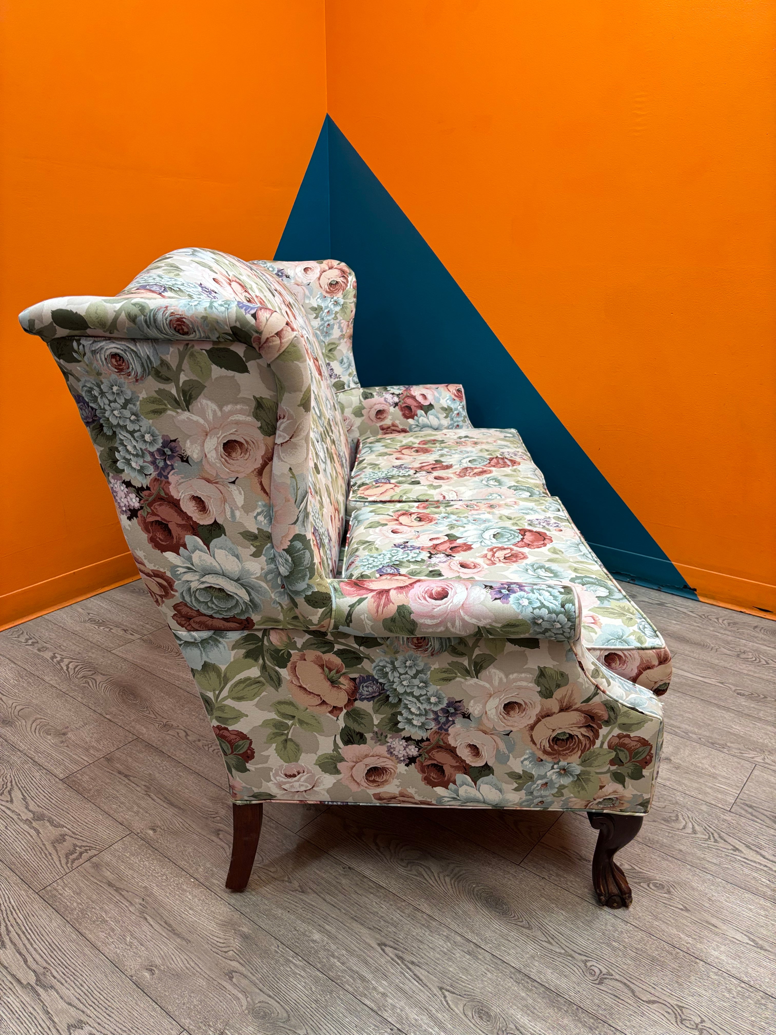 Floral Wingback Loveseat