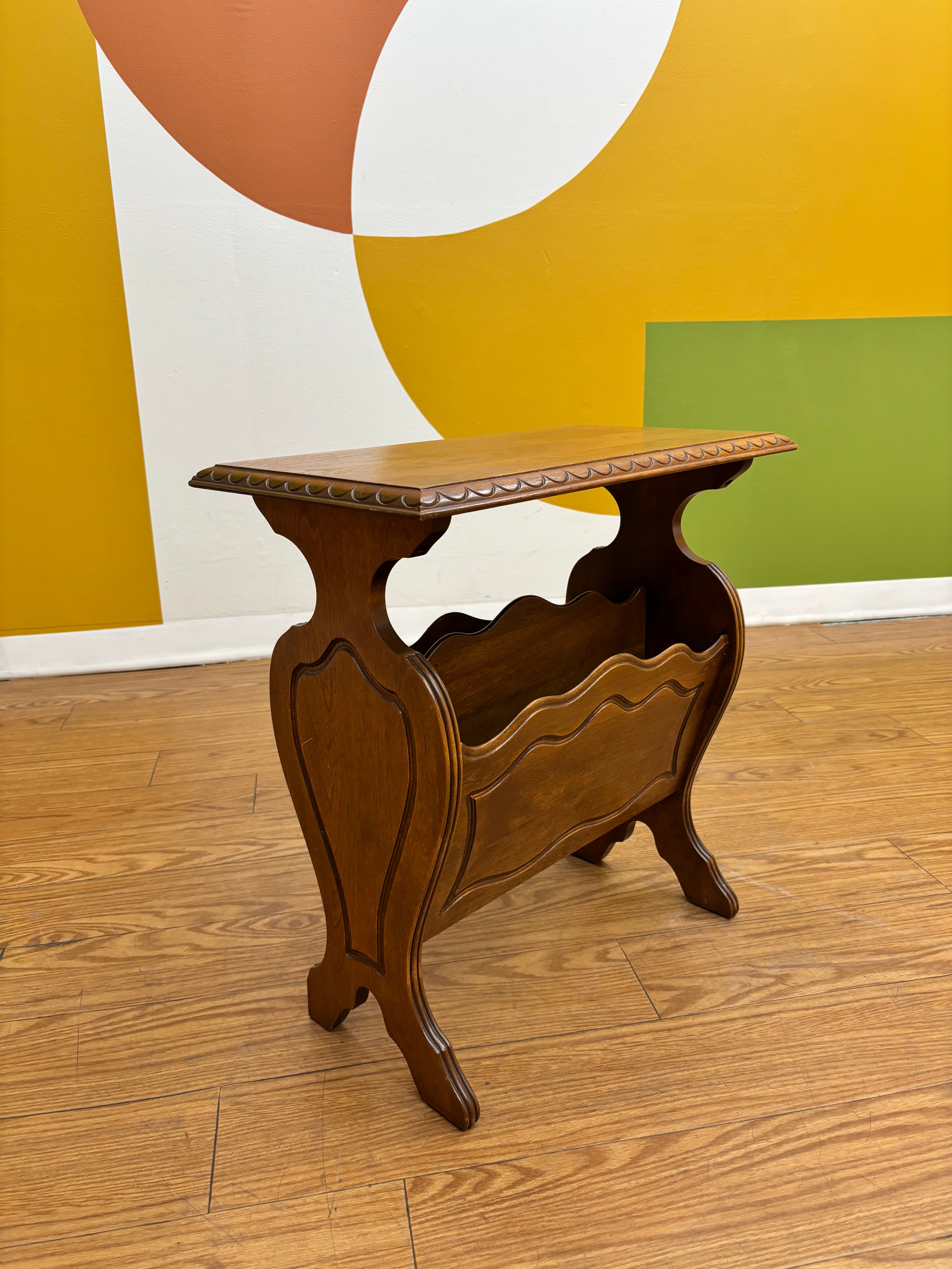 Wood Side Table with Magazine Storage