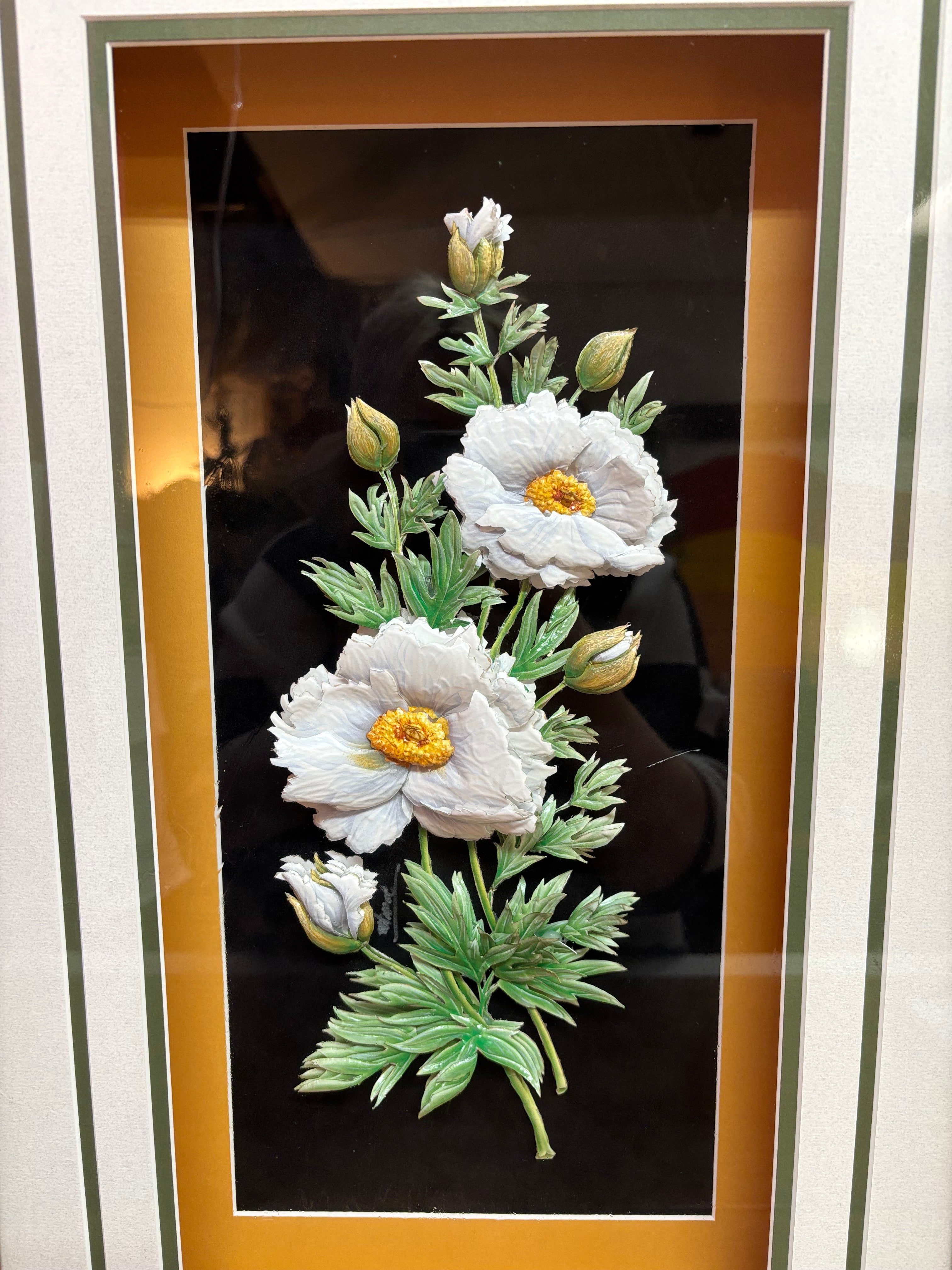 3D White Poppies Art