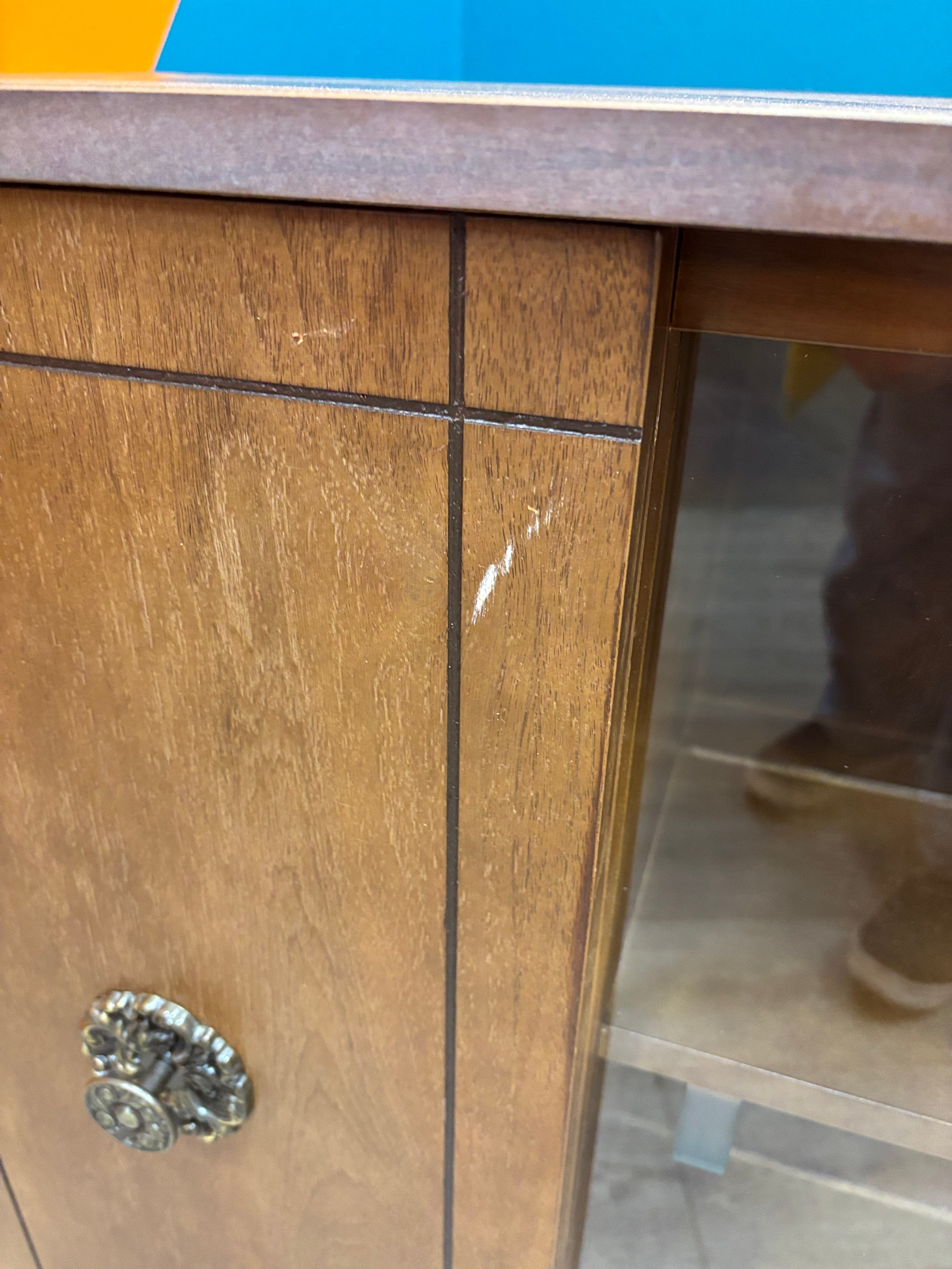 Wood Cabinet with Glass Doors