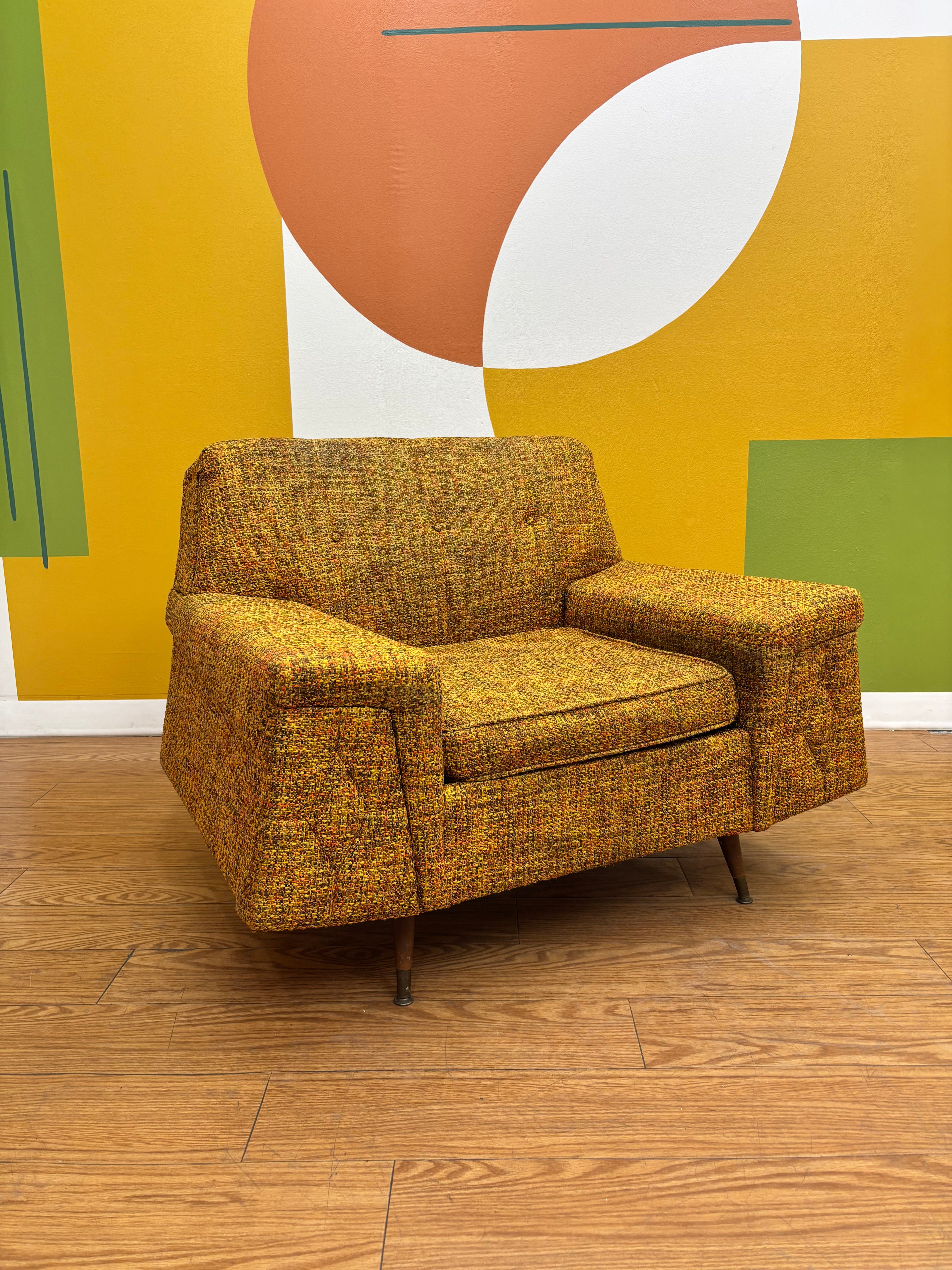 Yellow Tweed Armchair