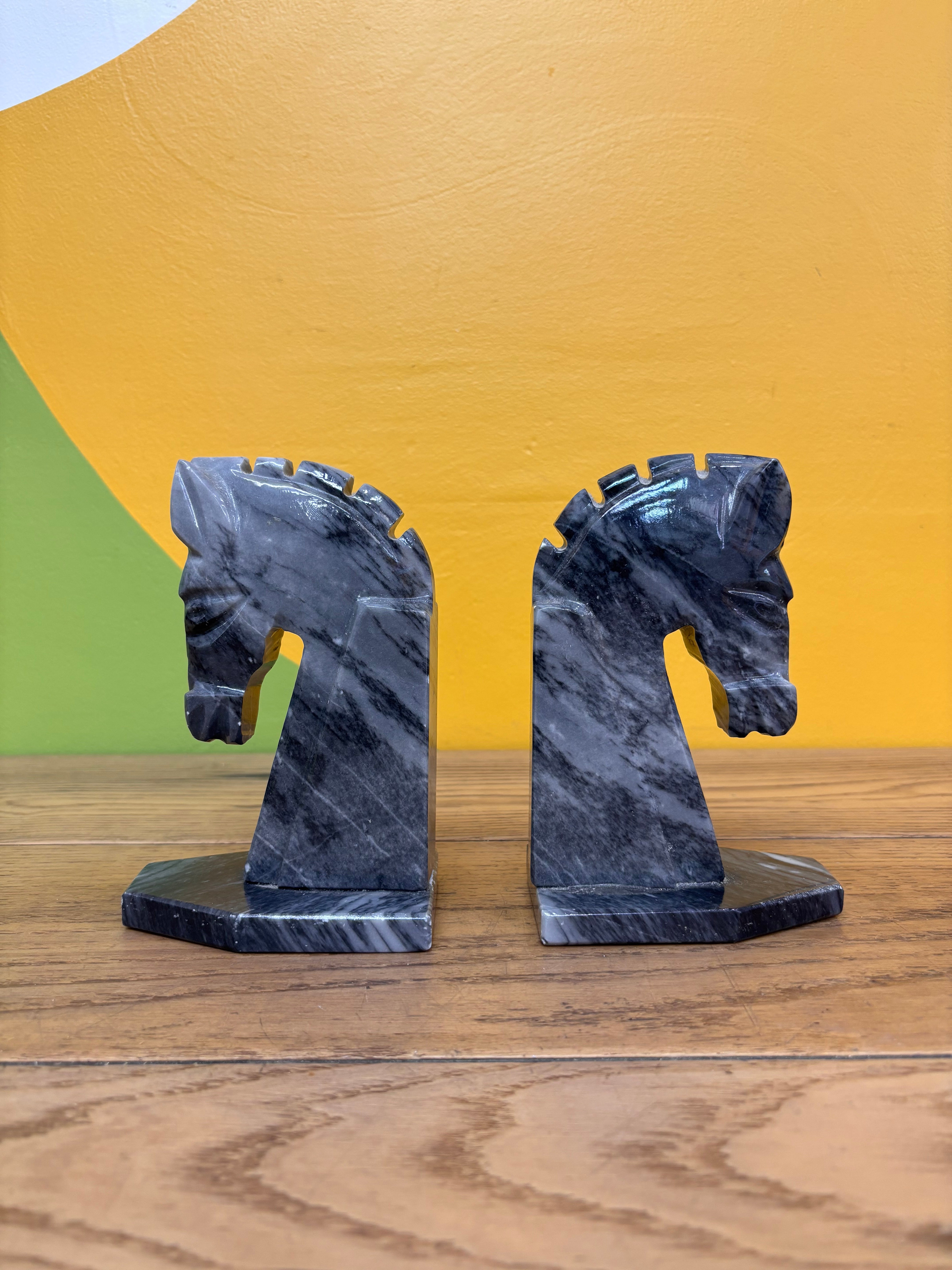 Stone Horse Head Bookends