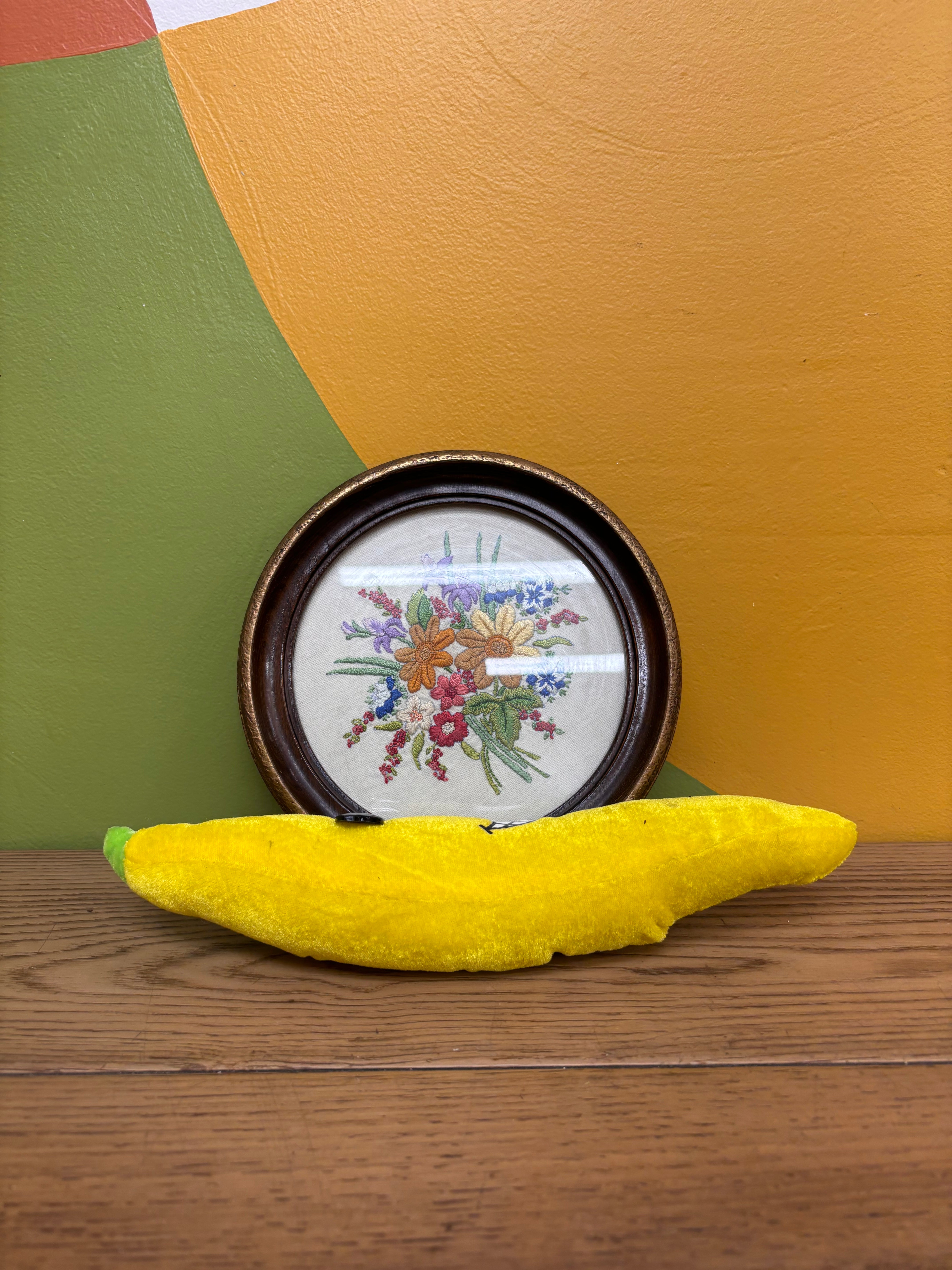 Framed Round Needlepoint