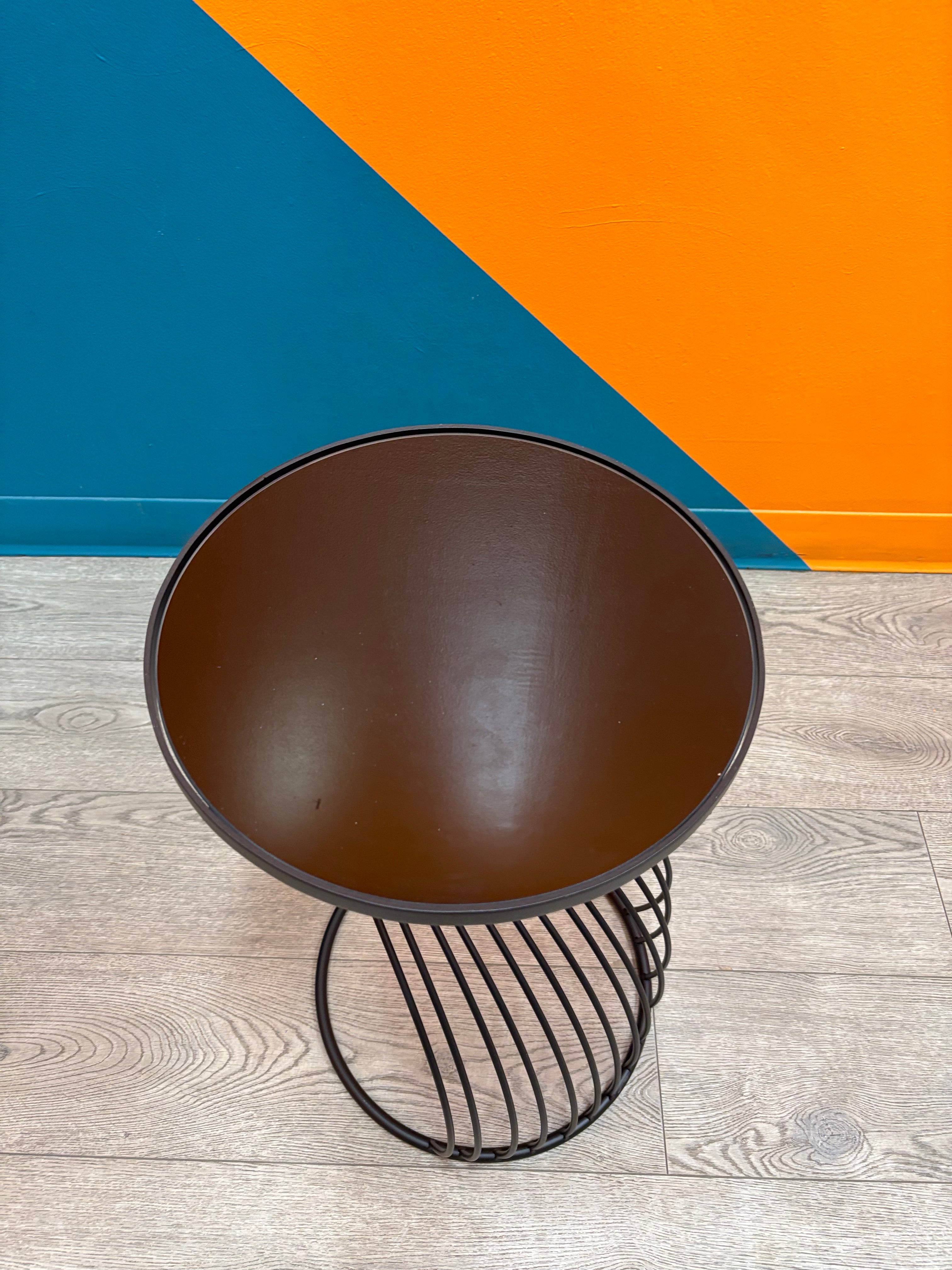 Curved Metal & Glass Side Table