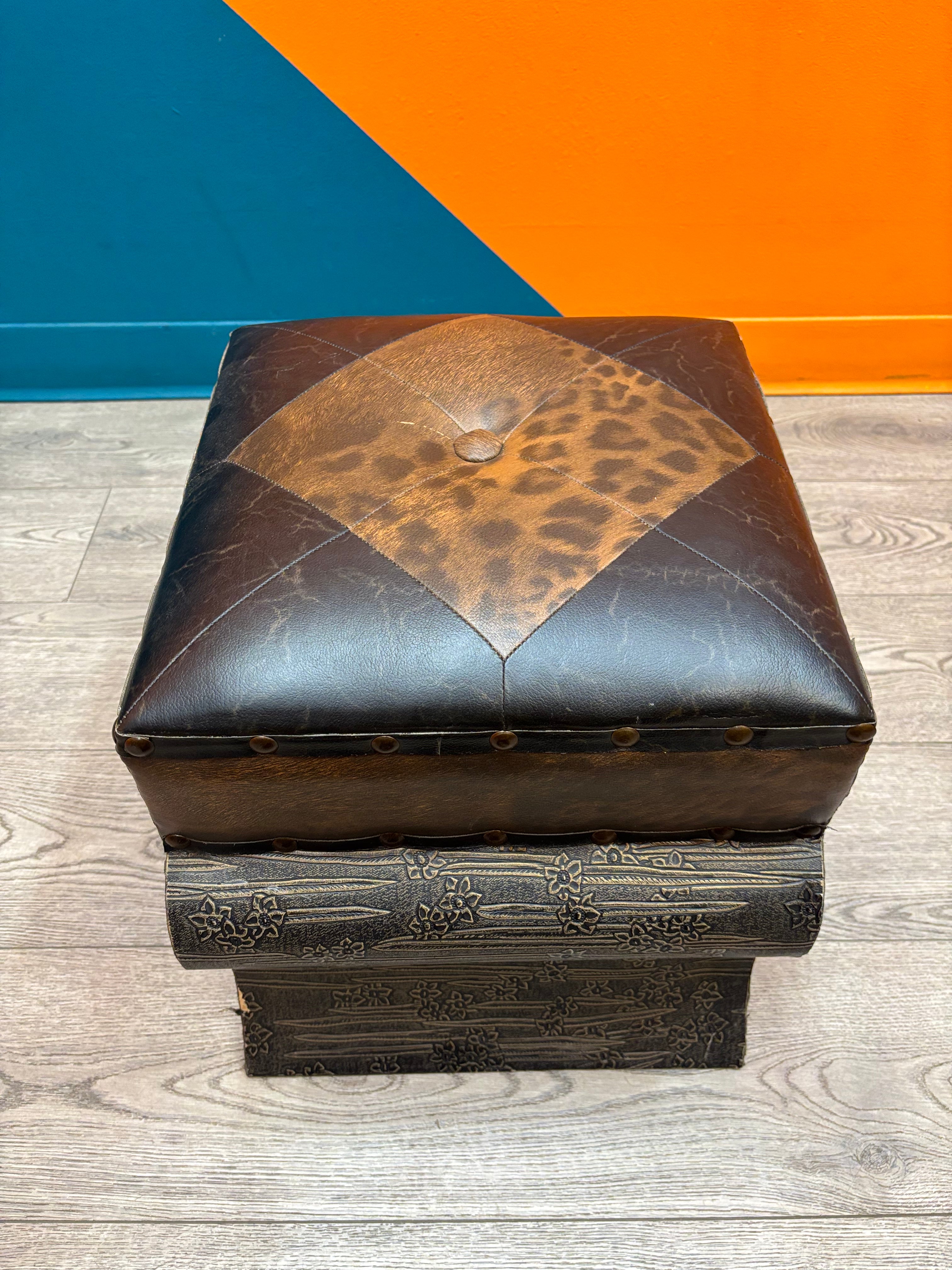 Faux Leather Ottoman