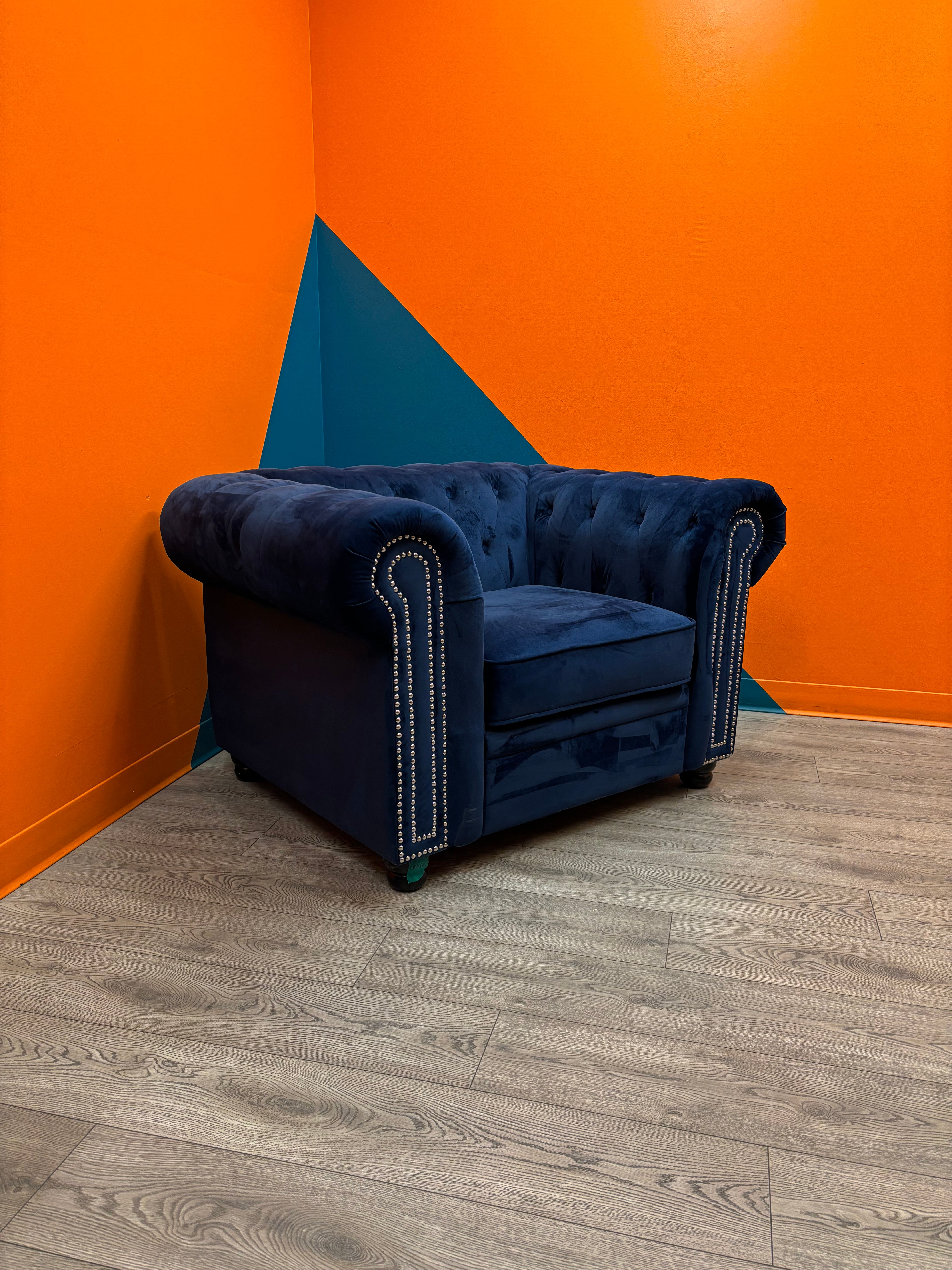 Royal Blue Velvet Armchair