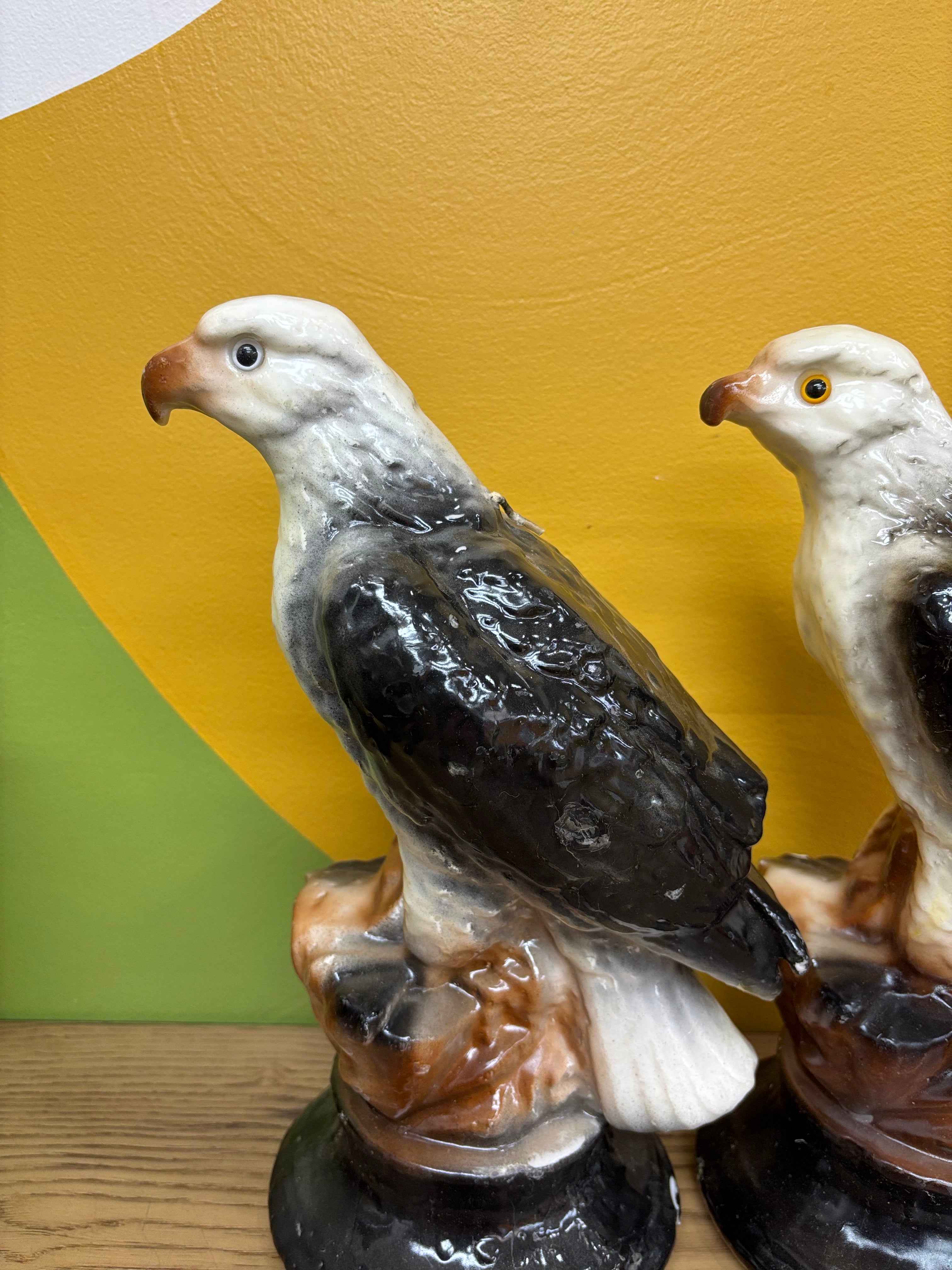 (2) Eagle Candle Sculptures