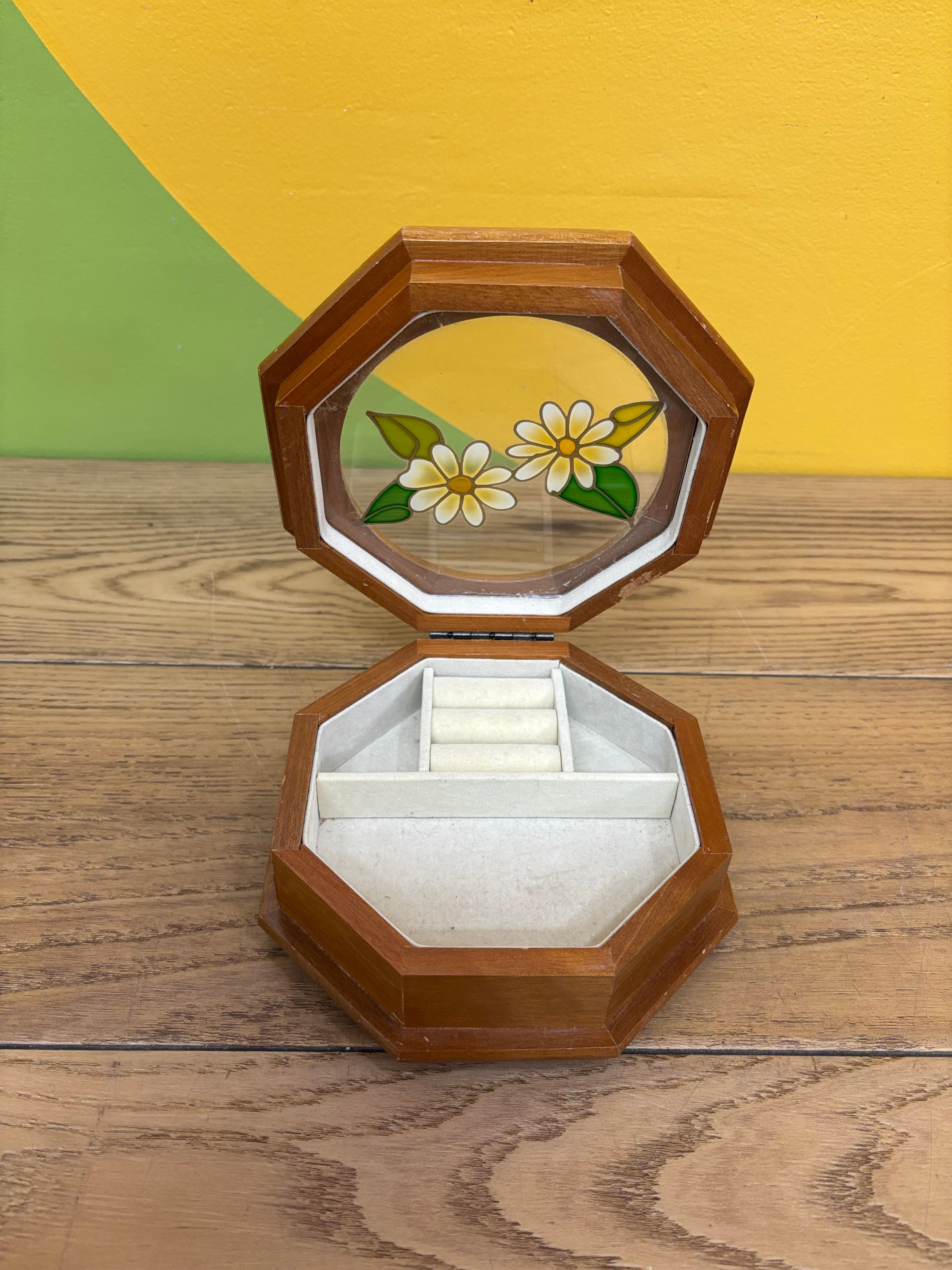 Stained Glass Wood Jewelry Box
