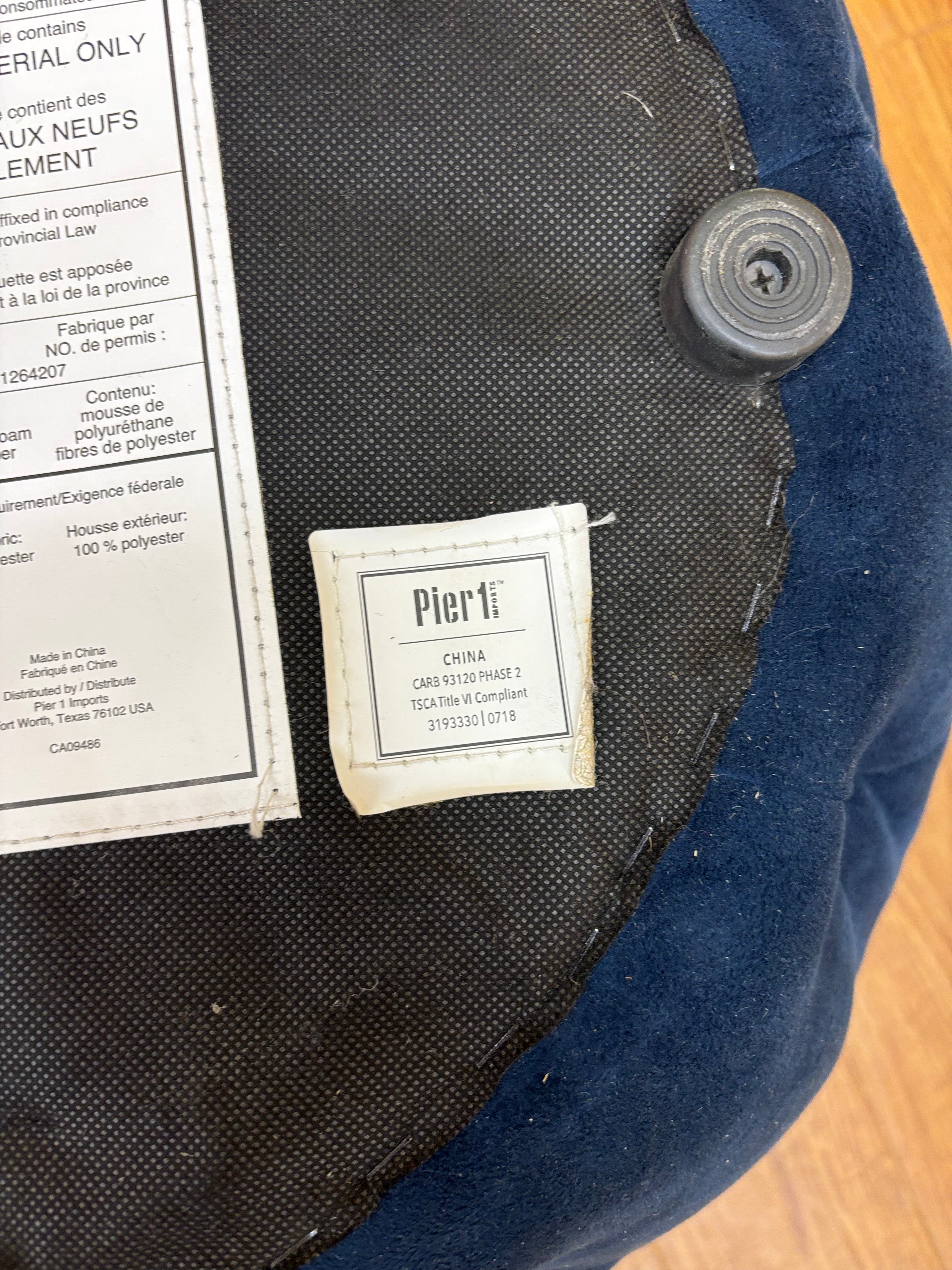 Blue Velvet Tufted Stool (2 available)