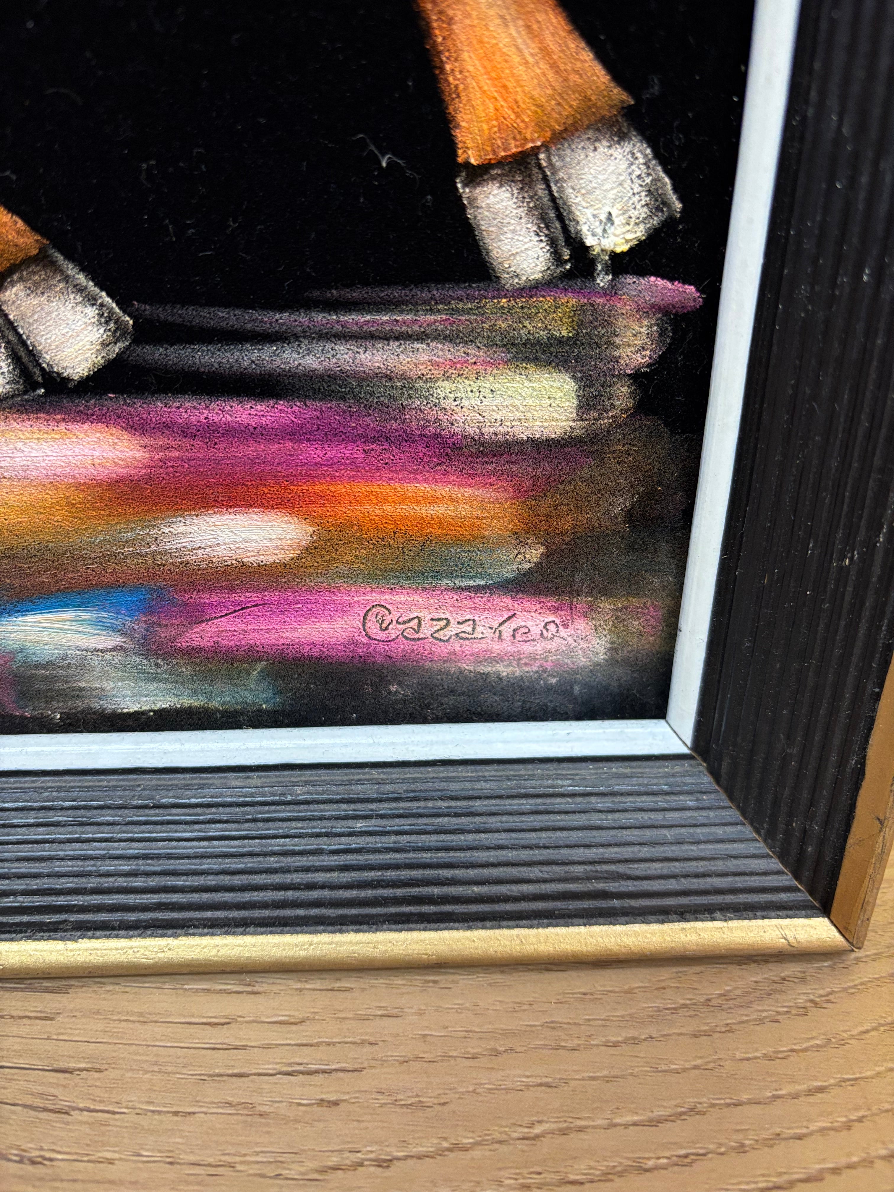 Black Velvet Painting with Sparkles (Bull & Matador)