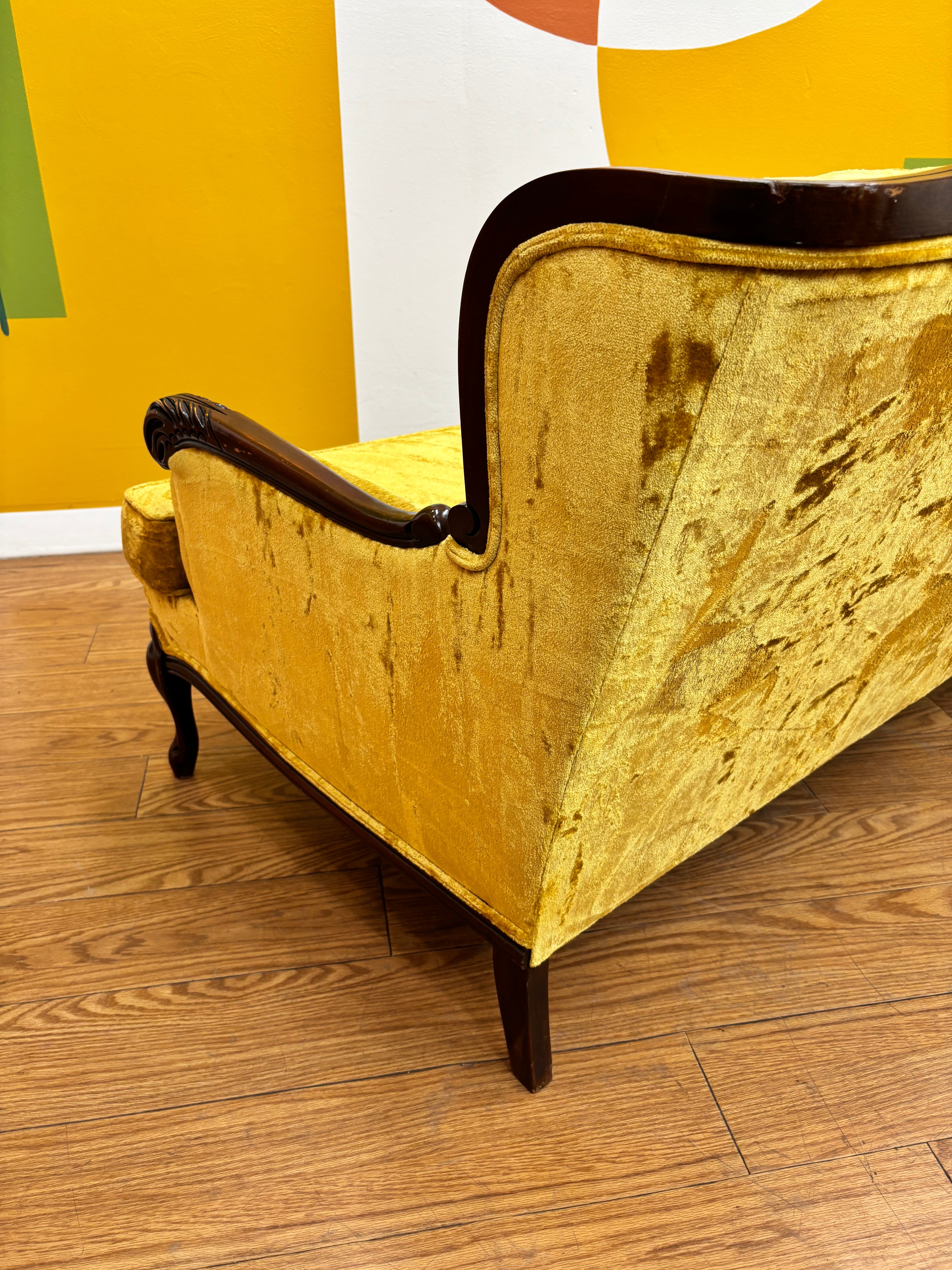 Yellow Tufted Loveseat