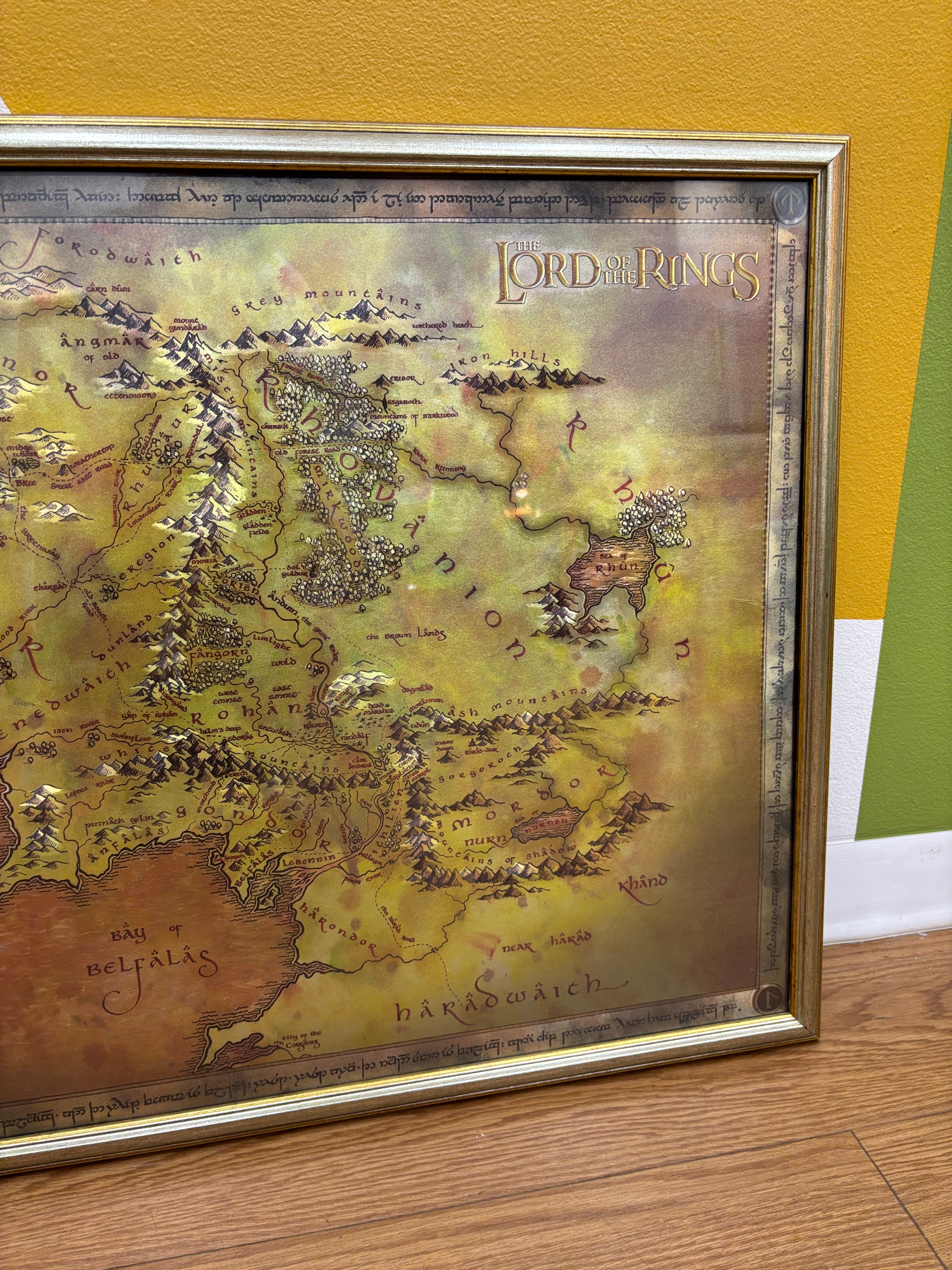 Framed Lord of the Rings Middle Earth Map