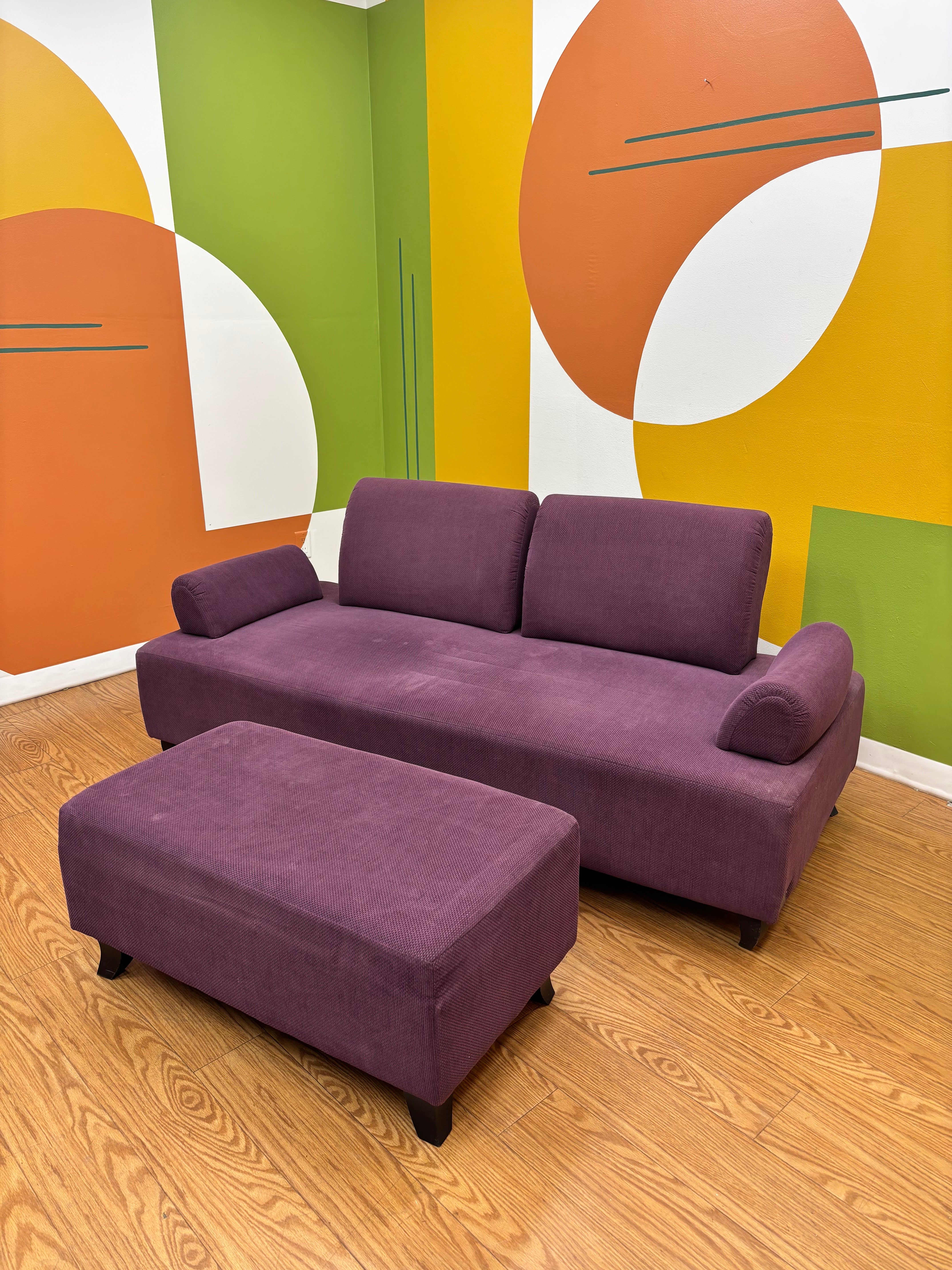 Purple Sofa with Matching Ottoman
