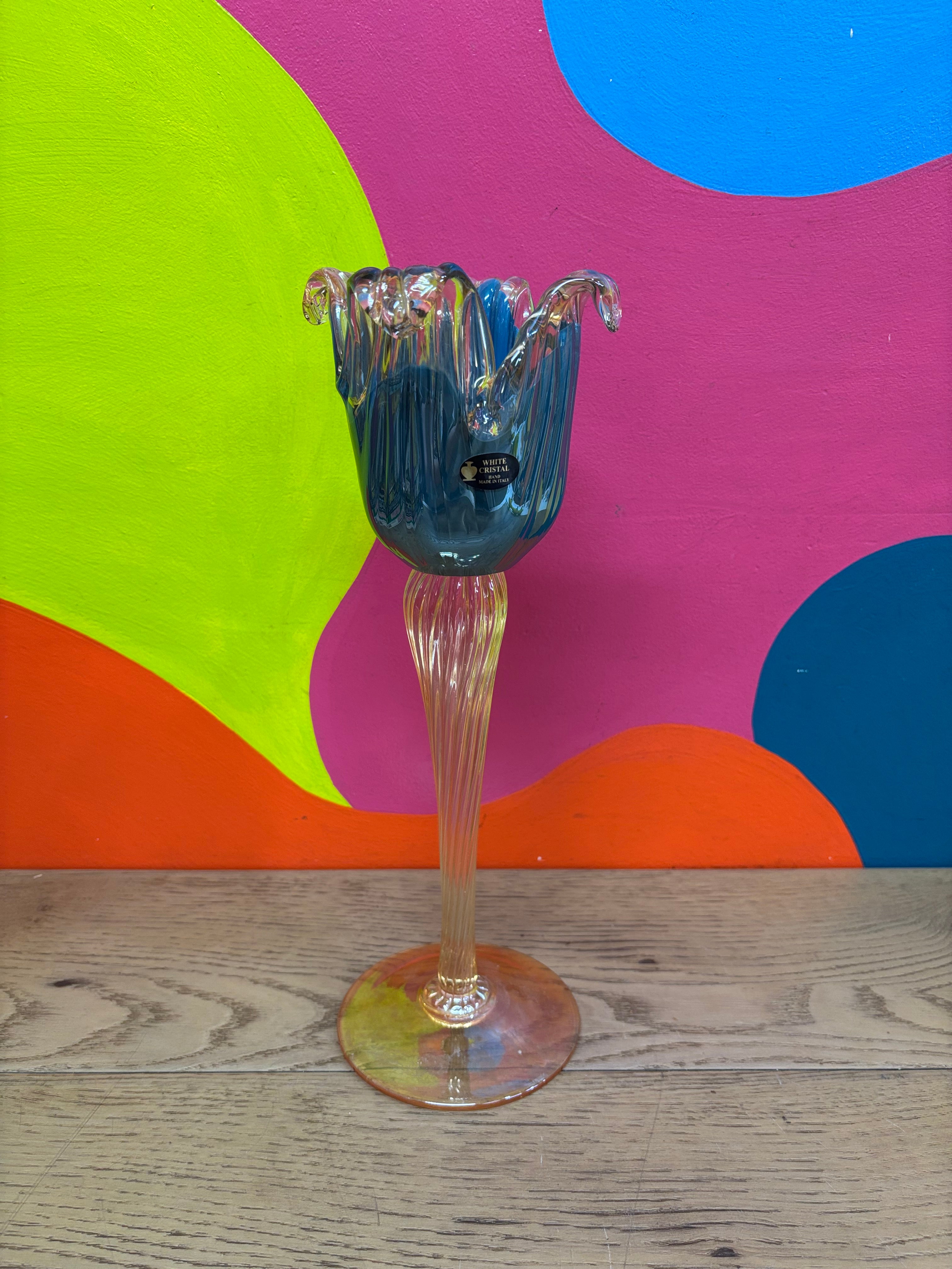 Tall Murano Glass Tulip Candle Holder #2